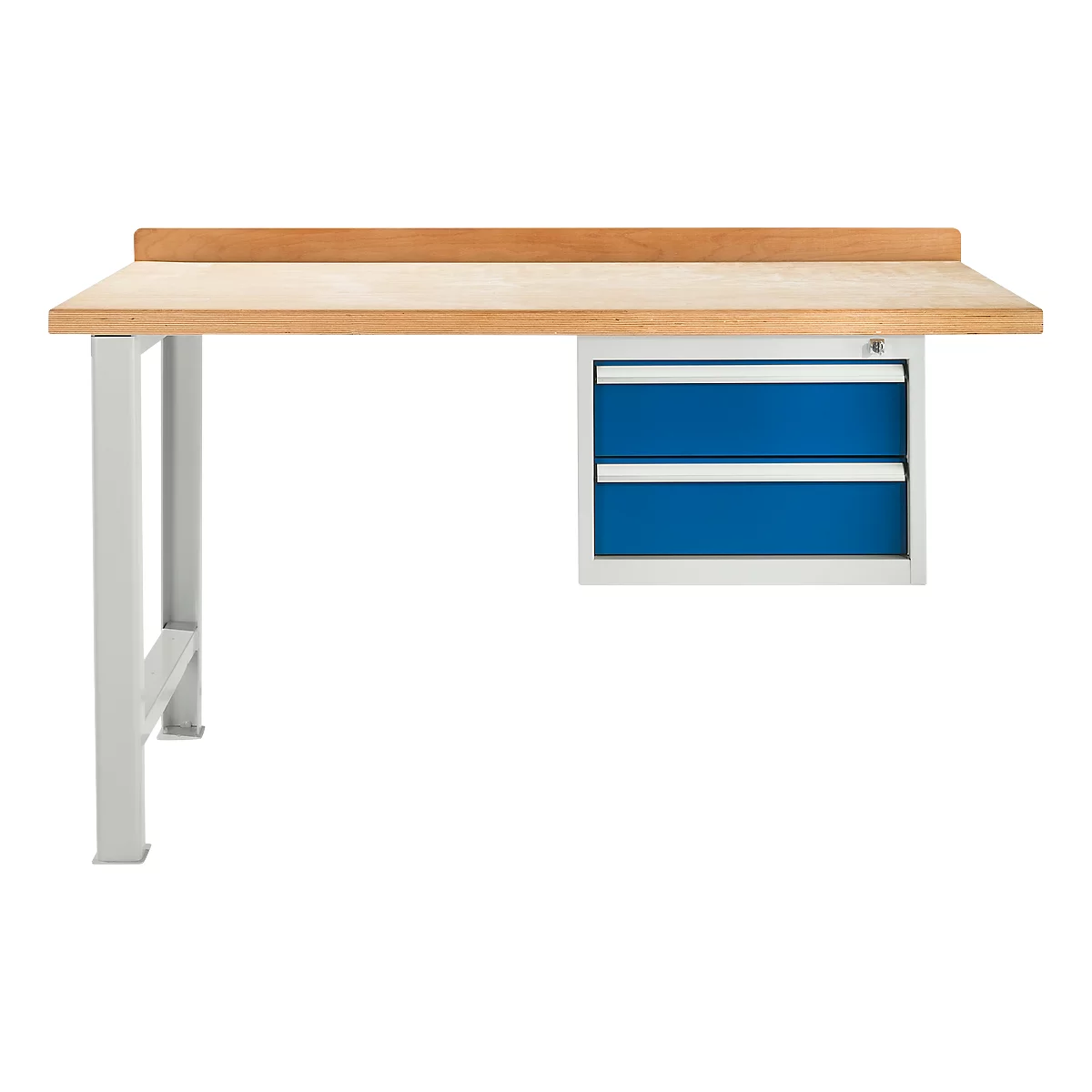 Modulare Werkbank Schäfer Shop Select, Anbaueinheit, Buche Multiplexplatte, bis 500 kg, B 1500 x T 700 x H 840 mm, Enzianblau ral 5010