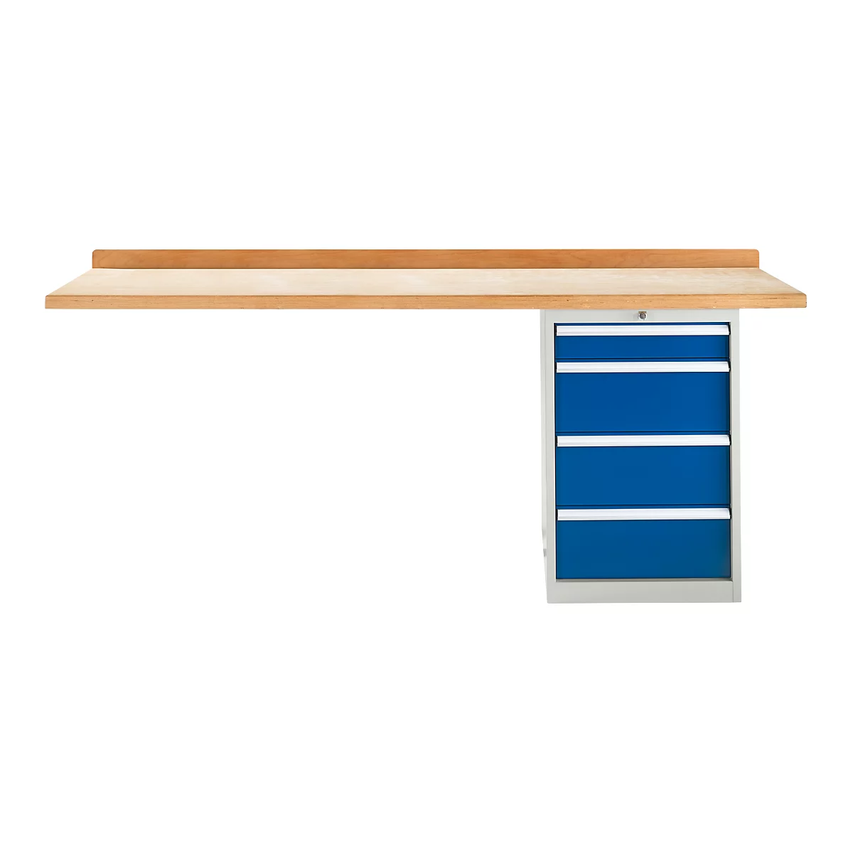 Modulare Werkbank Schäfer Shop Select, Anbaueinheit, Buche Multiplexplatte, bis 500 kg, B 2000 x T 700 x H 840 mm, Enzianblau ral 5010
