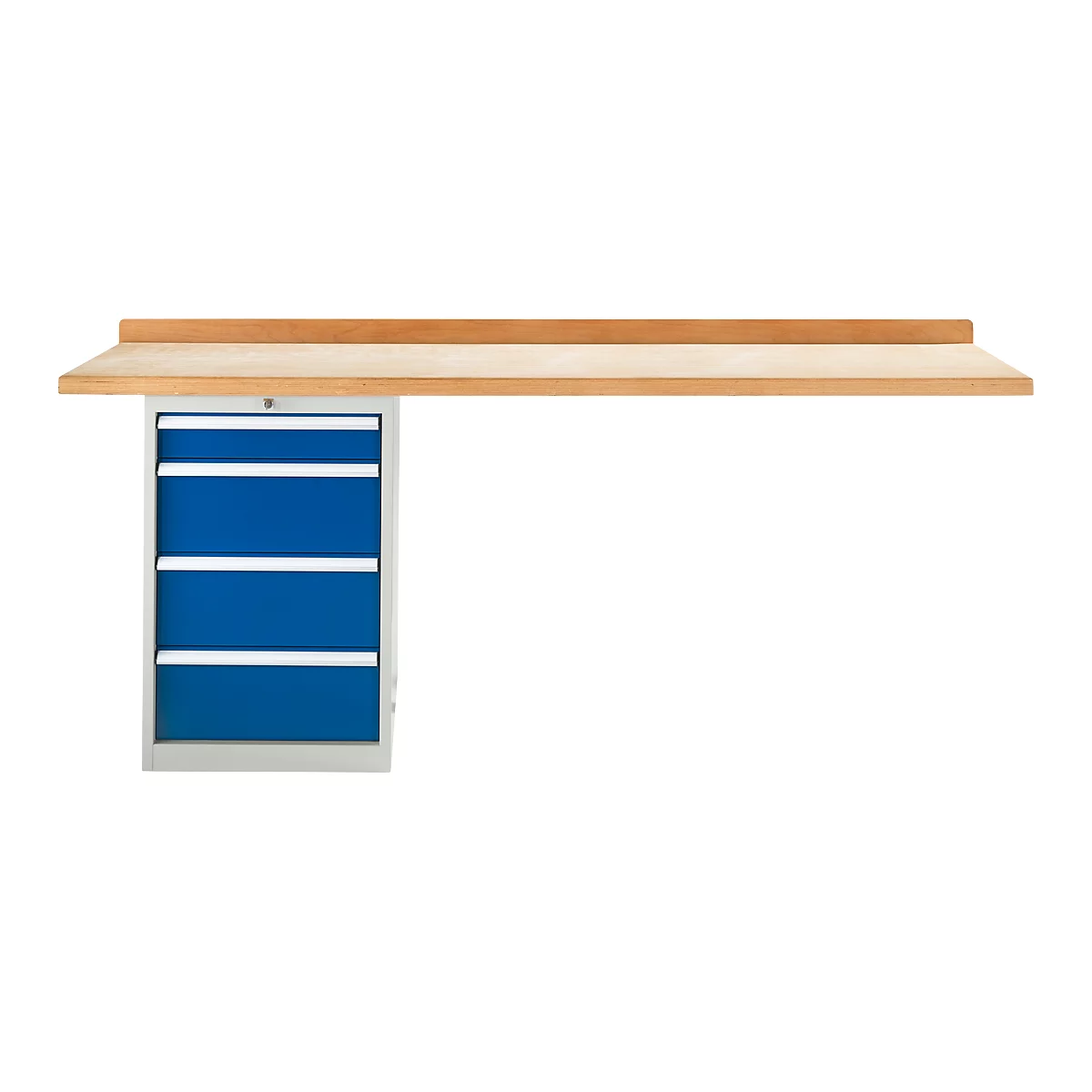 Modulare Werkbank Schäfer Shop Select, Anbaueinheit, Buche Multiplexplatte, bis 500 kg, B 2000 x T 700 x H 840 mm, Enzianblau ral 5010
