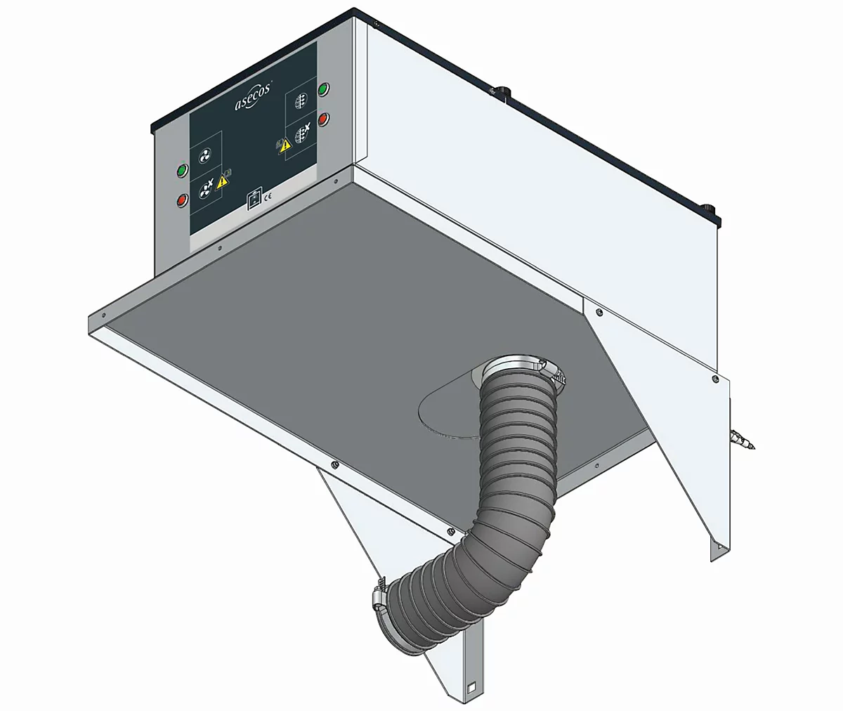 Módulo de filtro de recirculación para armarios de seguridad asecos, chapa de acero, W 305 x D 555 x H 210 mm, 85-265 V, 8,5 W, hasta 25 m³/h, 2200 rpm