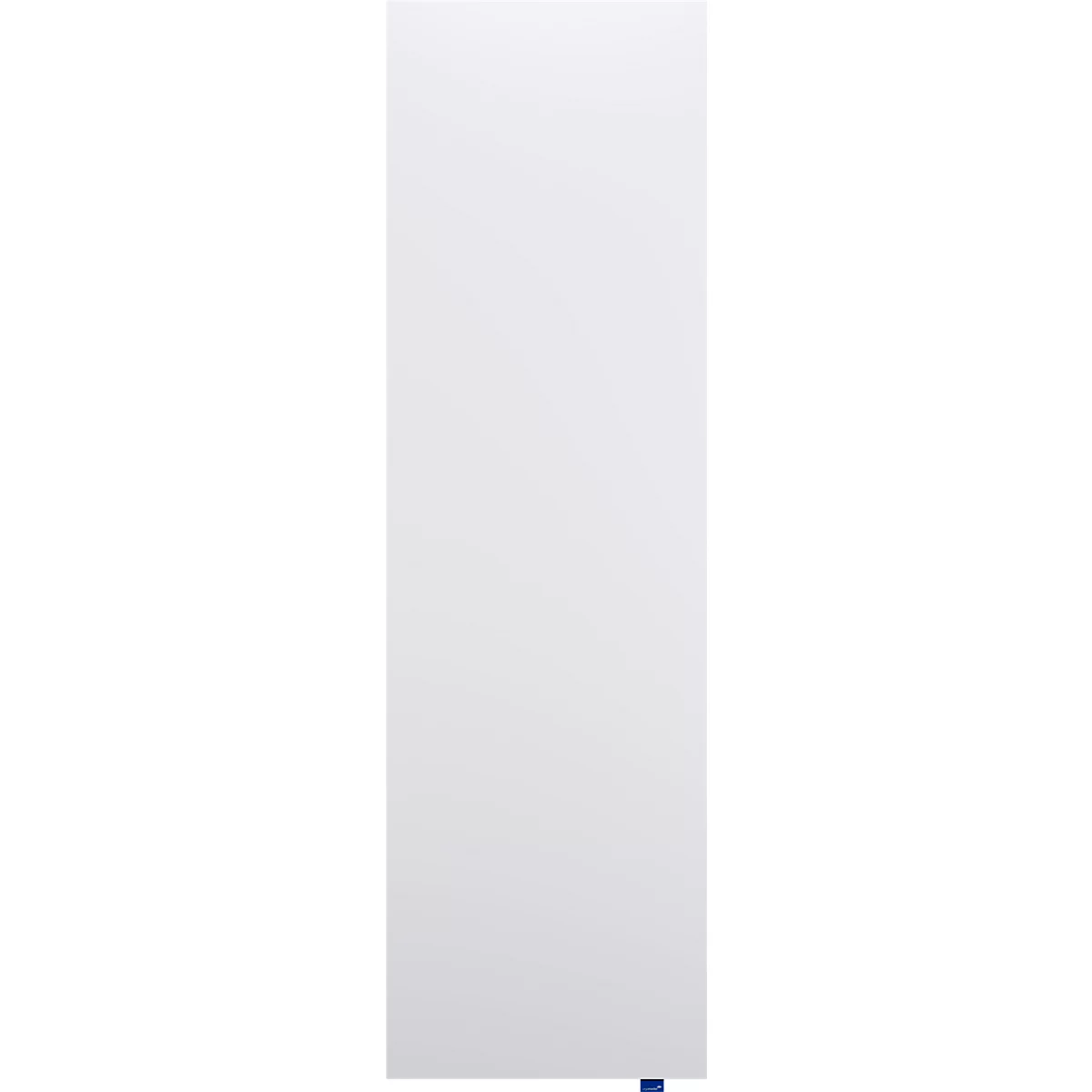 Un objeto blanco y rectangular con un pequeño detalle azul en la esquina inferior derecha.