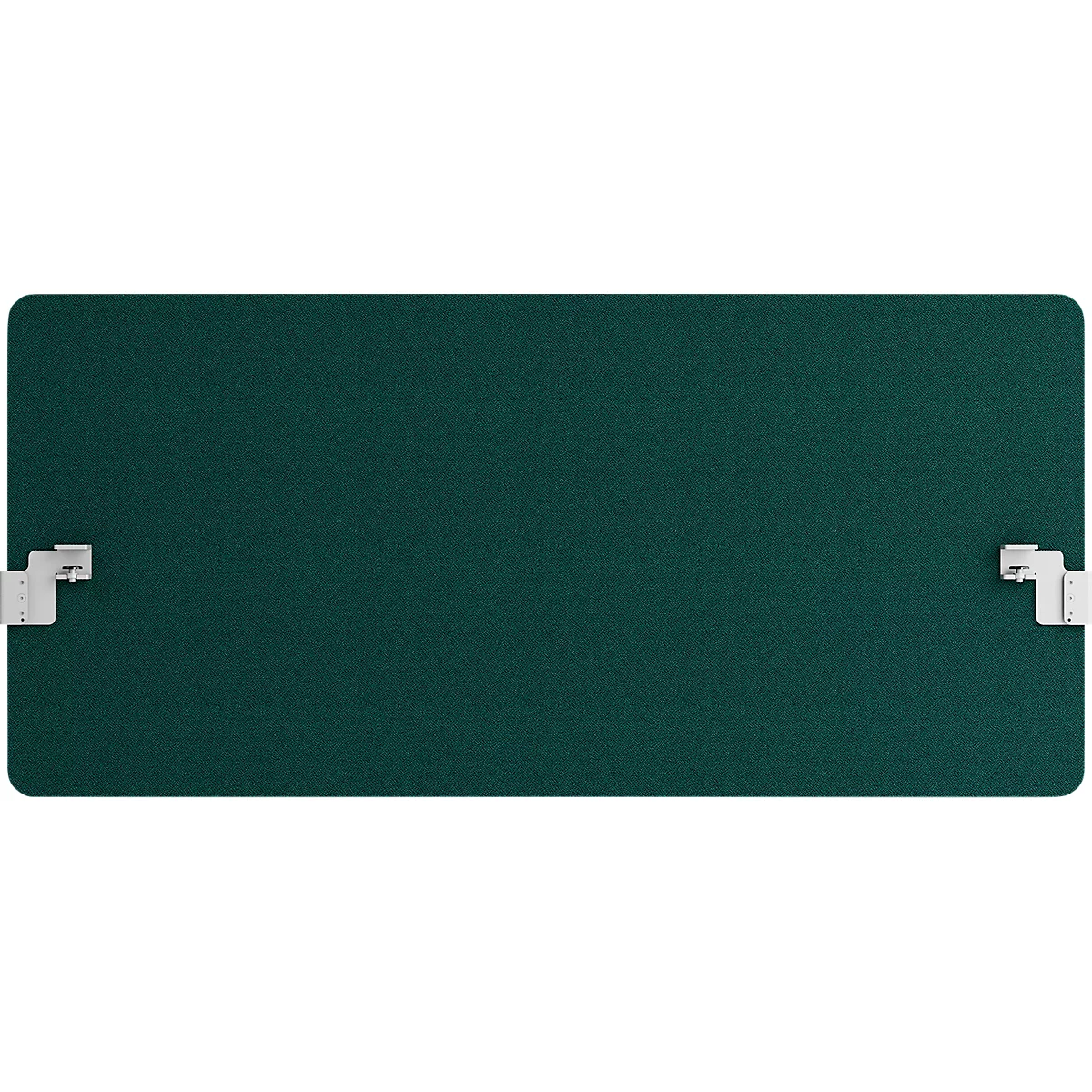 Rectangular, green board with white brackets on the sides.