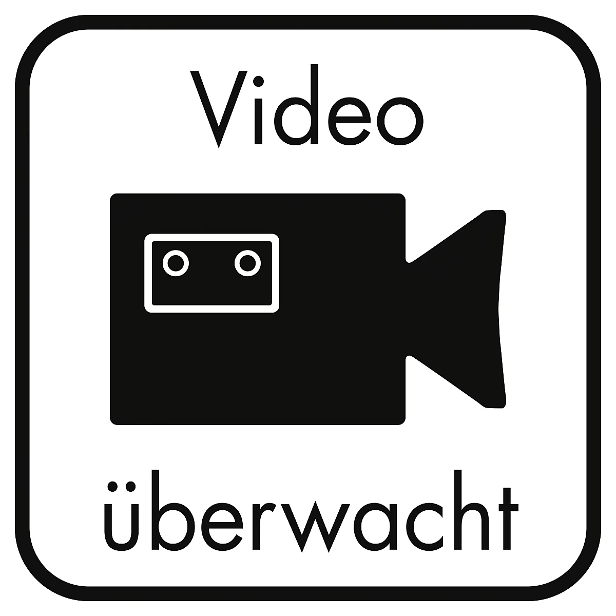 moedel Autocollant en verre arrière 'Surveillance vidéo', imprimé des deux côtés, autocollant, L 125 x l 125 mm, film, noir-blanc