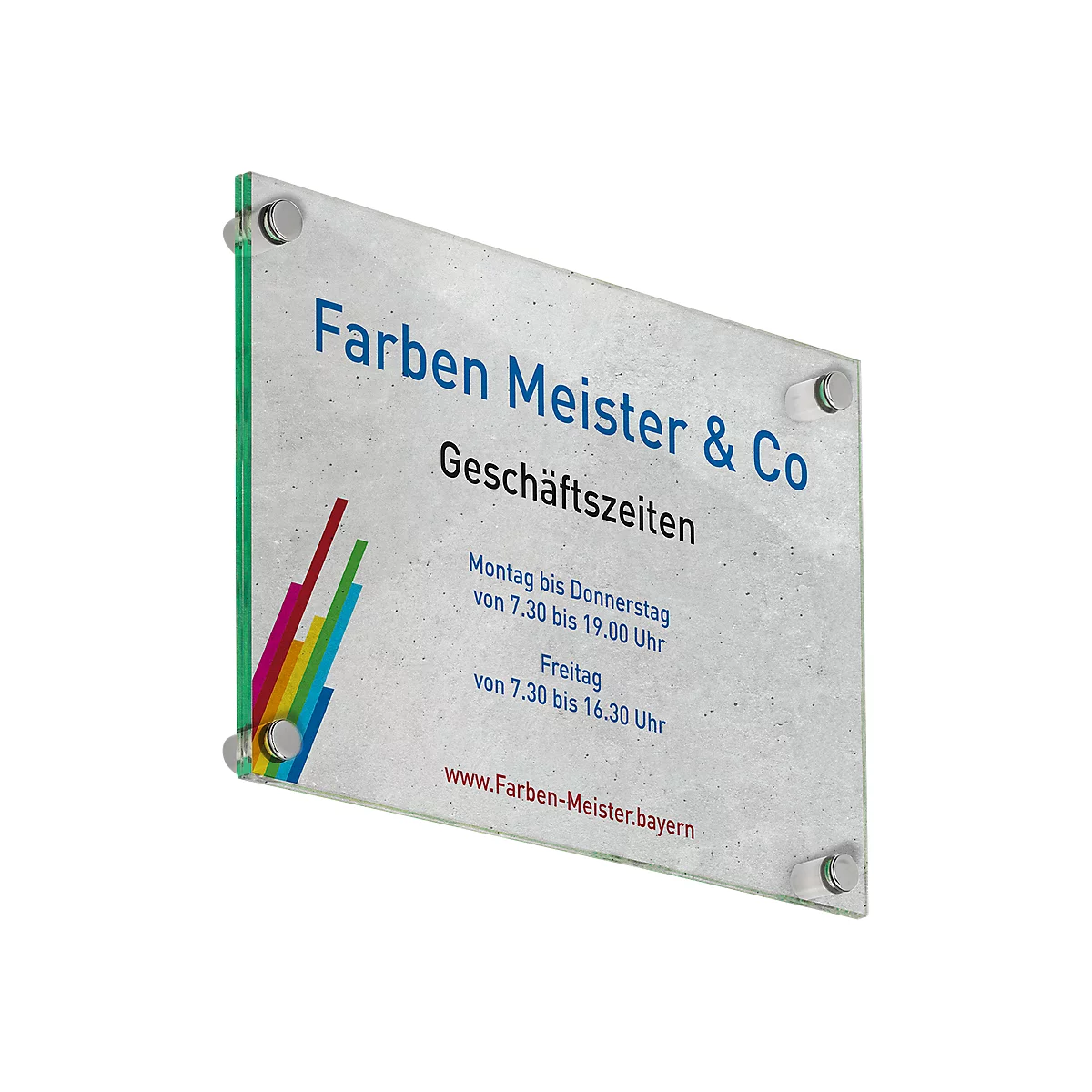 moedel deurbord GALERIE, DIN A4, roestvrij staal en gehard veiligheidsglas, 4 afstandhouders, schroefbevestiging, B 210 x H 297 mm, transparant