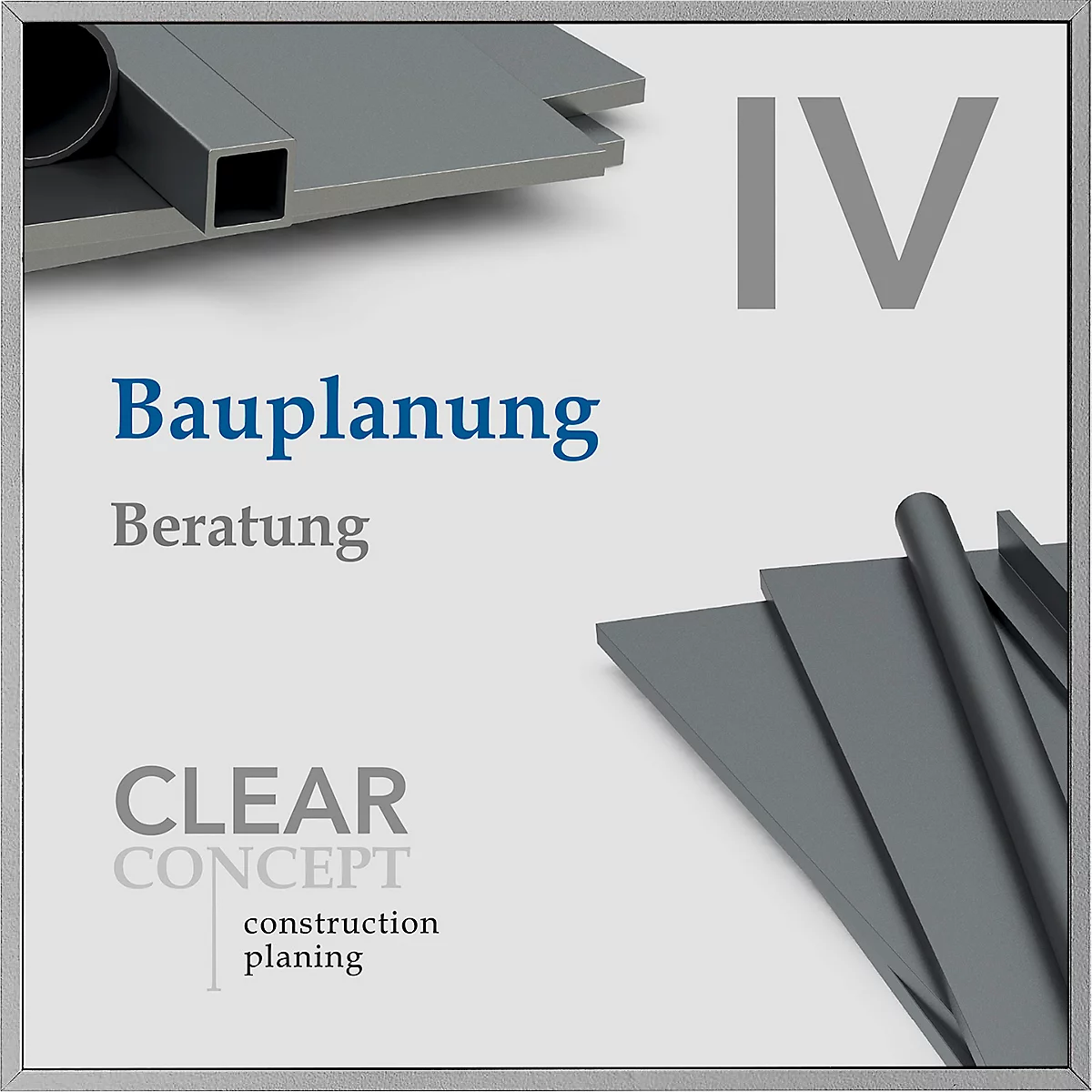 moedel deurbord Madrid, aluminium frame, individueel beschrijfbaar, polyester afdekking, zelfklevende bevestiging, B 150 x H 150 mm, zilver