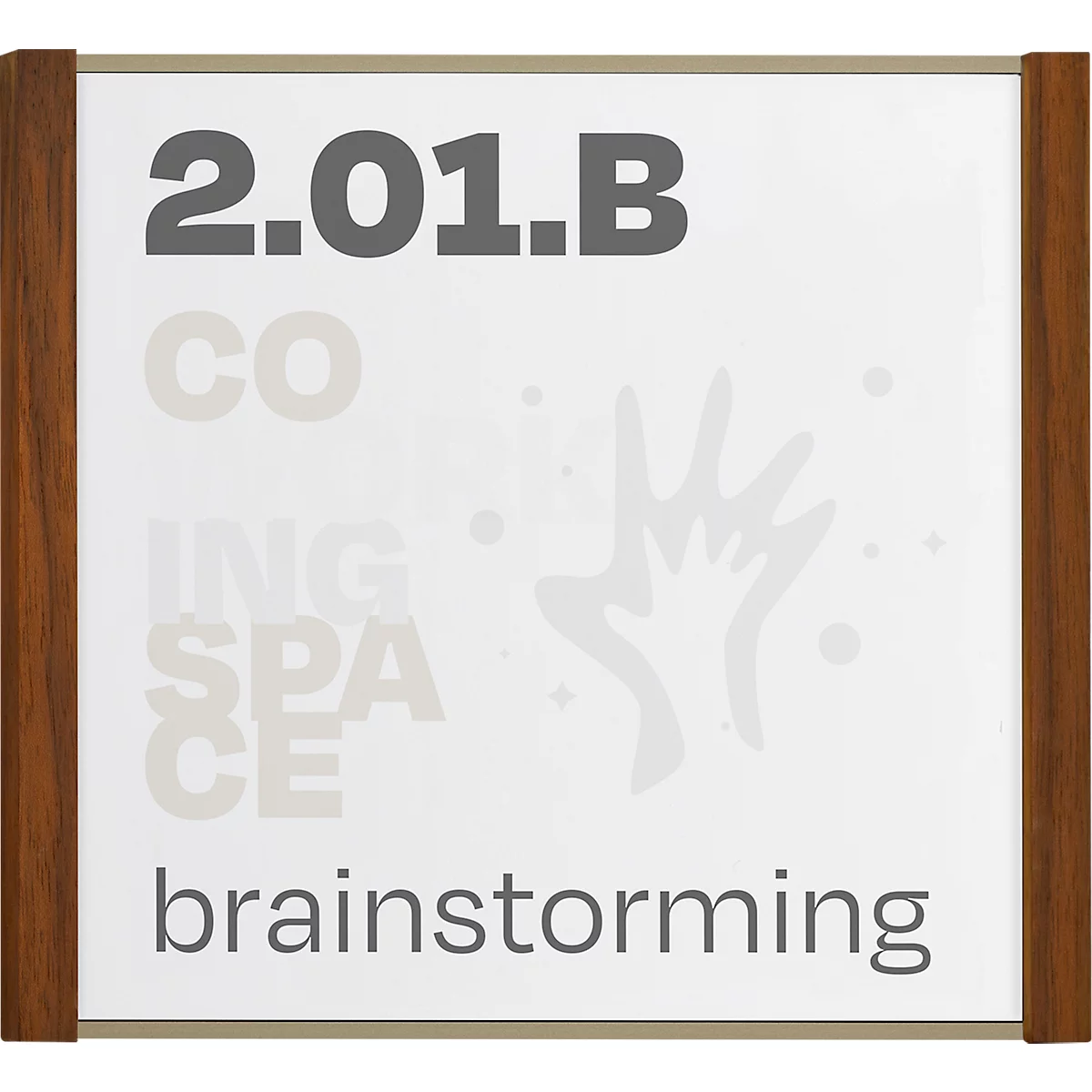 moedel deurlabel LMH, aluminium en houten frame, houtsoort naar keuze, polyester afdekking, zelfklevende montage, B 159,5 x H 150,5 mm, brons/walnoot
