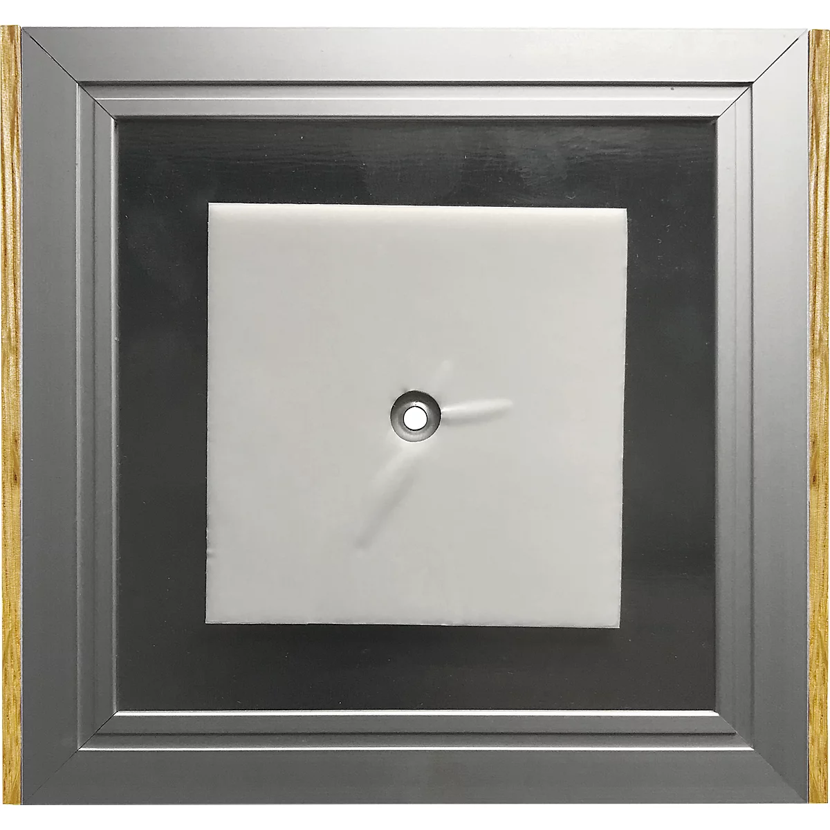 moedel deurlabel LMH, aluminium en houten frame, houtsoort naar keuze, polyester afdekking, zelfklevende montage, B 159,5 x H 150,5 mm, zilver/mapulier
