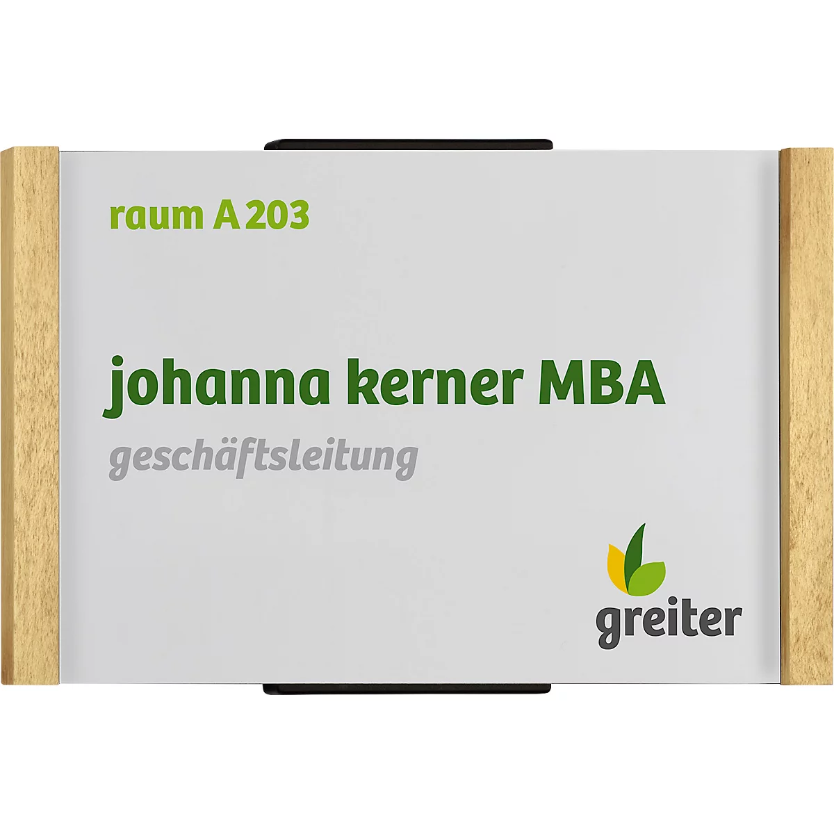 moedel deurlabel LMH, DIN A6, hout en aluminium frame, individueel labelbaar, polyester afdekking, zelfklevende montage, B 160 x H 103 mm, ahorn