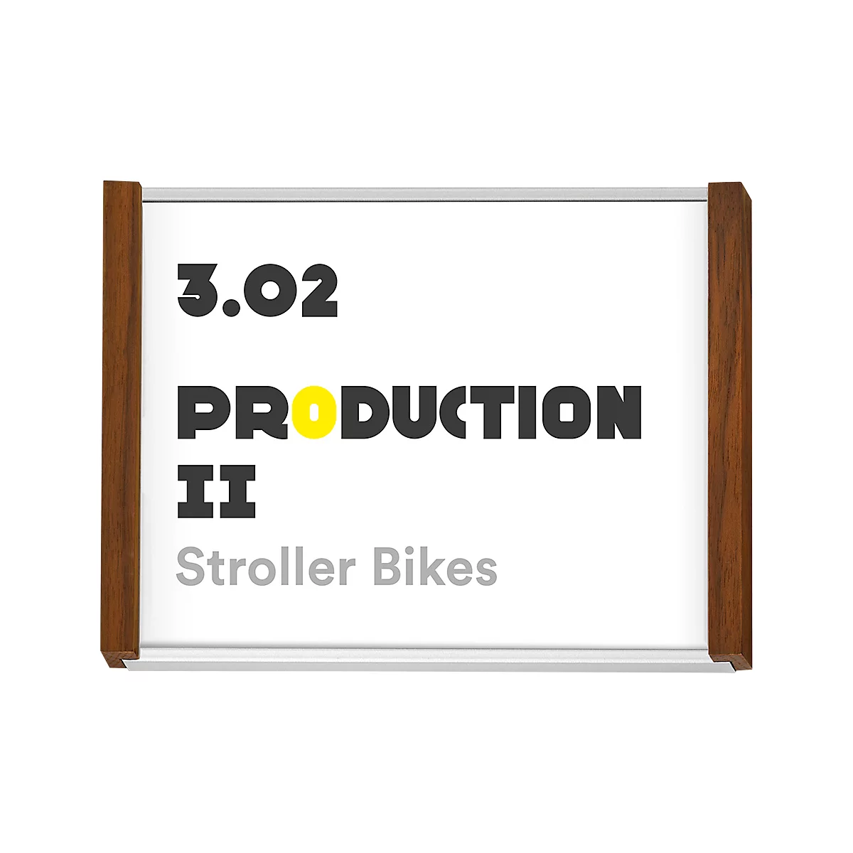 moedel deurlabel LMH, DIN A6, personaliseerbaar, polyester cover, zelfklevende montage, B 159,5 x H 105,5 mm, zilver/walnoot