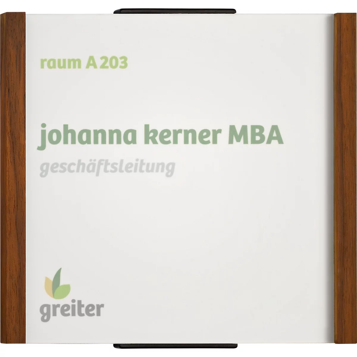 moedel deurlabel LMH, houten frame, personaliseerbaar, polyester hoes, zelfklevende montage, B 160 x H 148 mm, walnoot