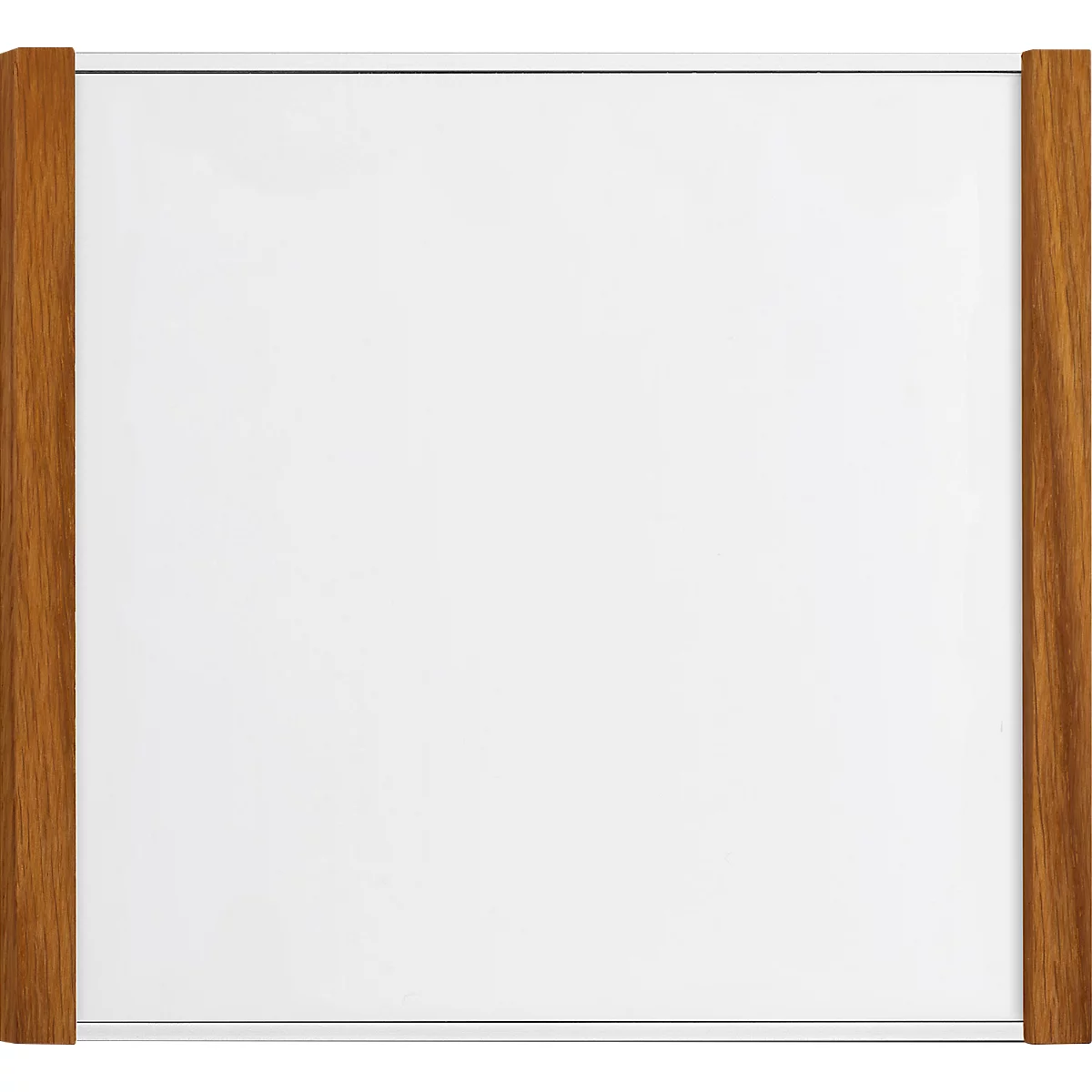 moedel LMH deurlabel, aluminium en houten frame, houtsoort naar keuze, polyester afdekking, zelfklevende montage, B 159,5 x H 150,5 mm, zilver/eiken