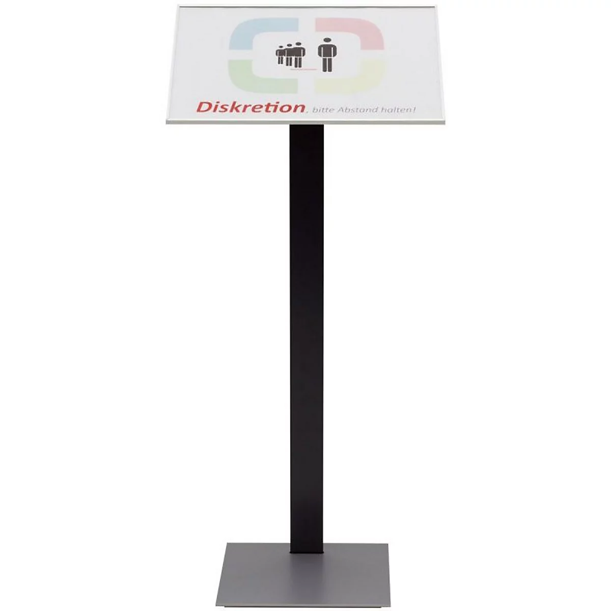Moedel Madrid Infostativ 2.0, DIN A4, format vertical ou horizontal, autonome, aluminium, avec insert, argenté