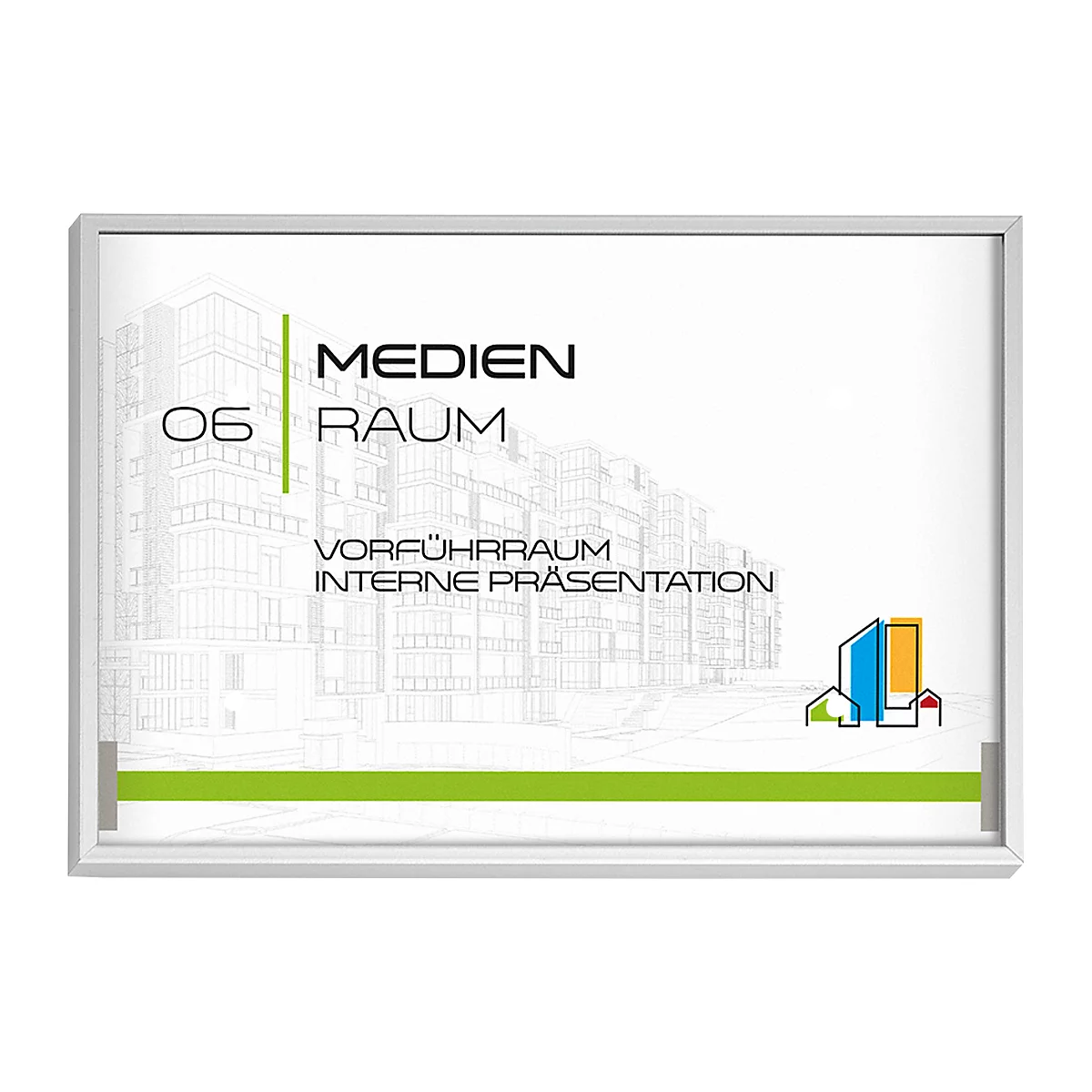 moedel MADRID Silver Line, DIN A6, liggend, aluminium frame, schuifgeleider, kleefbevestiging, B 105 x H 148 mm, aluminium zilver
