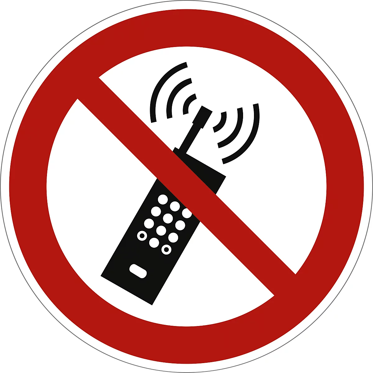moedel Panneau d'interdiction 'Téléphones portables allumés interdits', selon ISO 7010, aluminium, Ø 200 mm