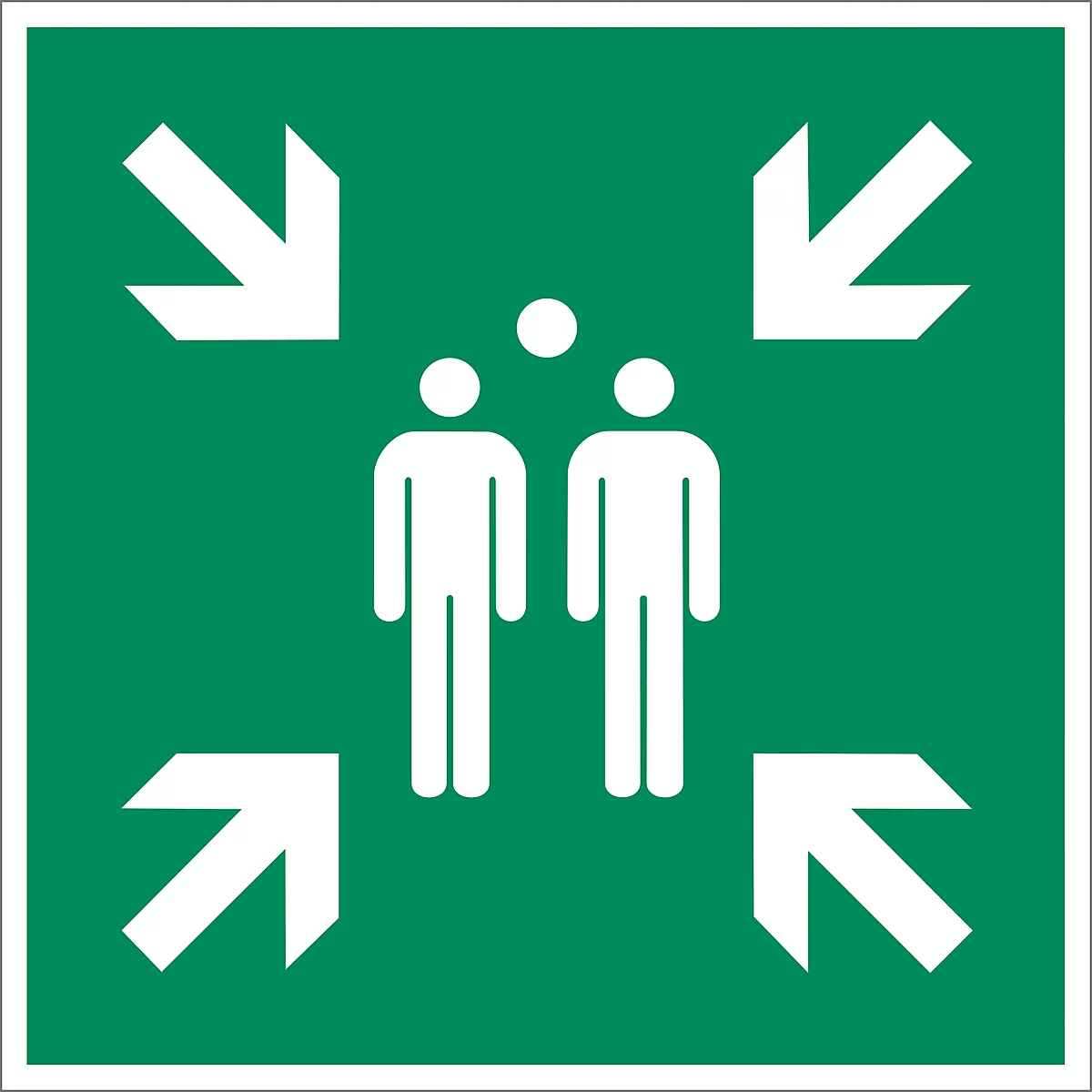 moedel Panneau de secours "Poste de rassemblement", selon ISO 7010 E007, aluminium, photoluminescent, L 200 x H 200 mm