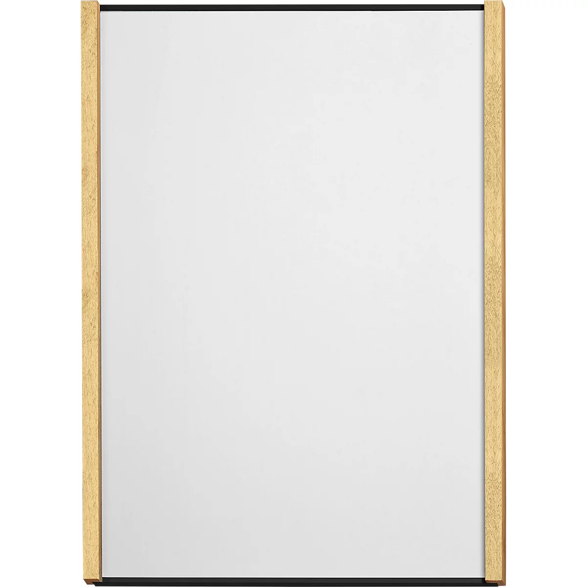 Cadre rectangulaire blanc avec des panneaux latéraux en bois et un cadre noir.
