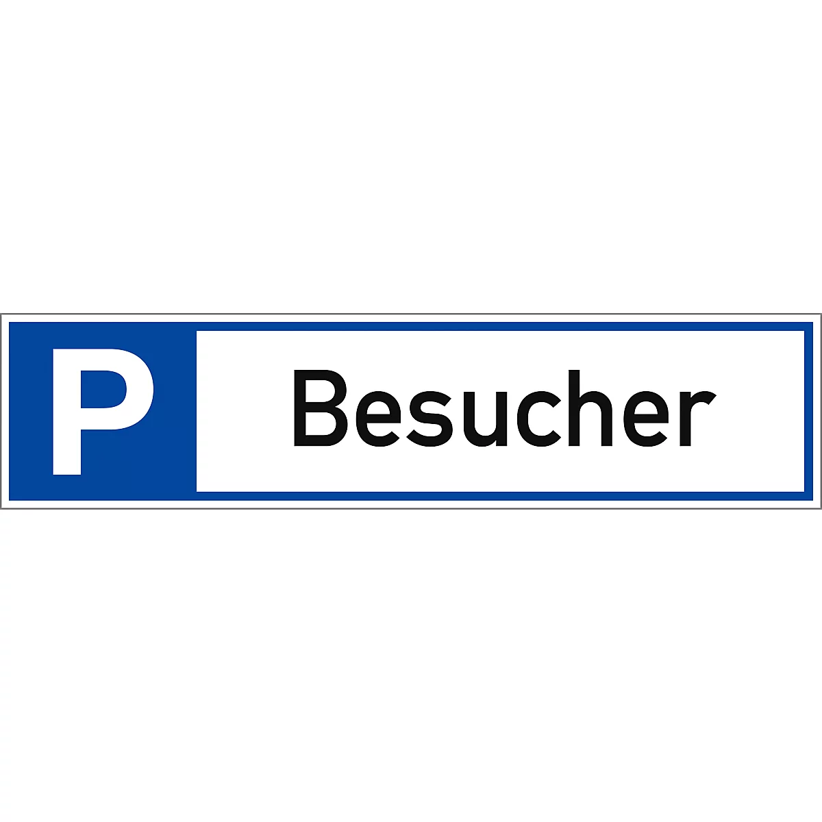 moedel Parkplatzschild „Besucher“, für die Wand- und Pfostenmontage, L 460 x B 100 mm, Aluminium, weiss-schwarz-blau