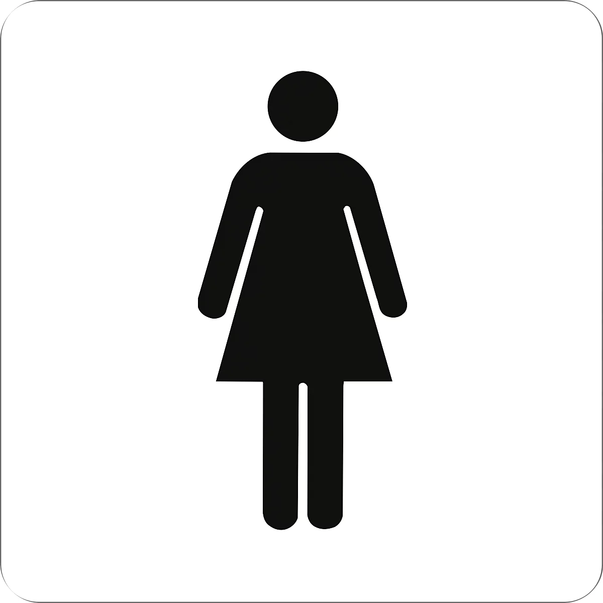 moedel Piktogramm Hinweisschild „WC Damen“, selbstklebend, L 160 x B 160 mm, Folie, schwarz-weiss