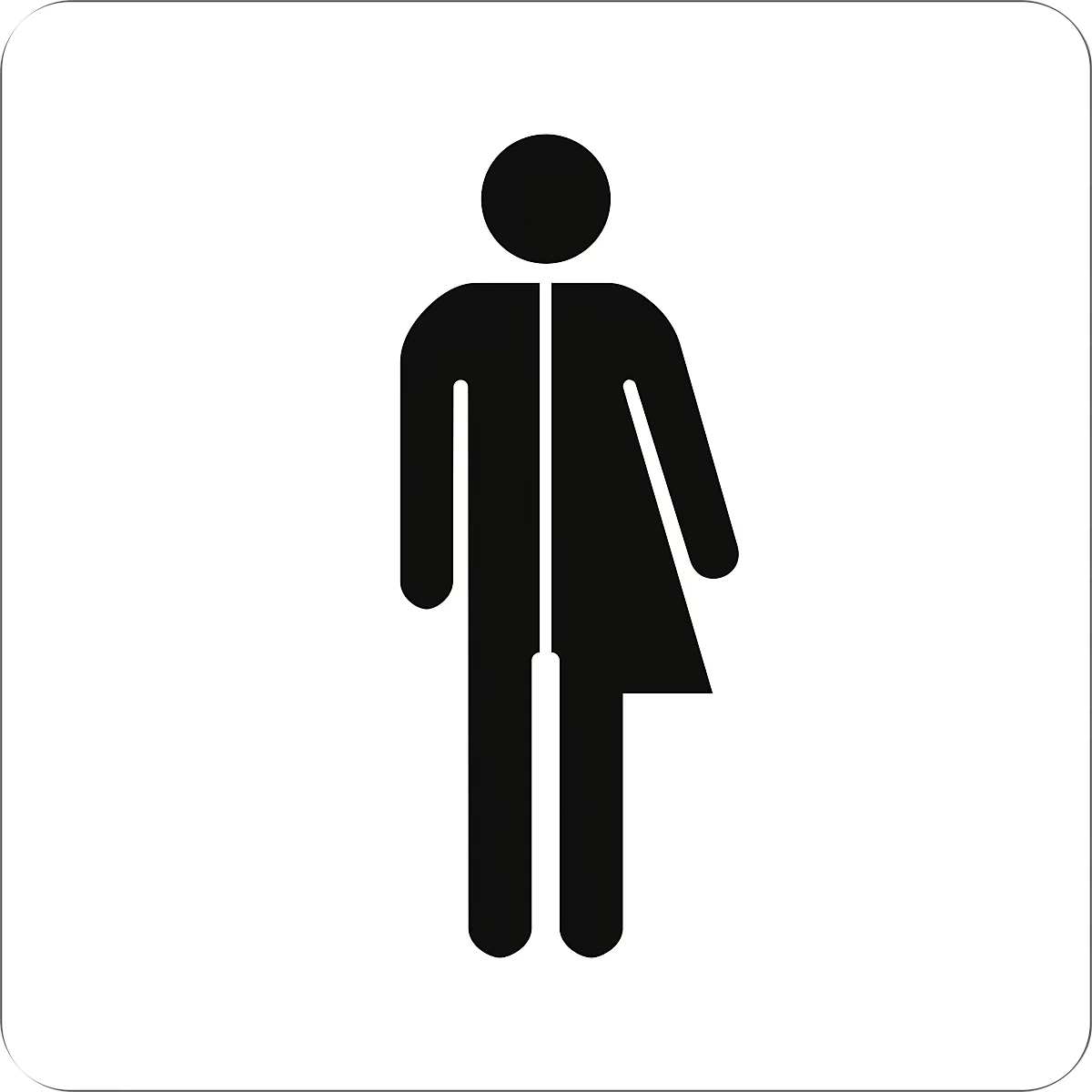 moedel Piktogramm Hinweisschild „WC Unisex/Divers“, selbstklebend, L 160 x B 160 mm, Folie, schwarz-weiss