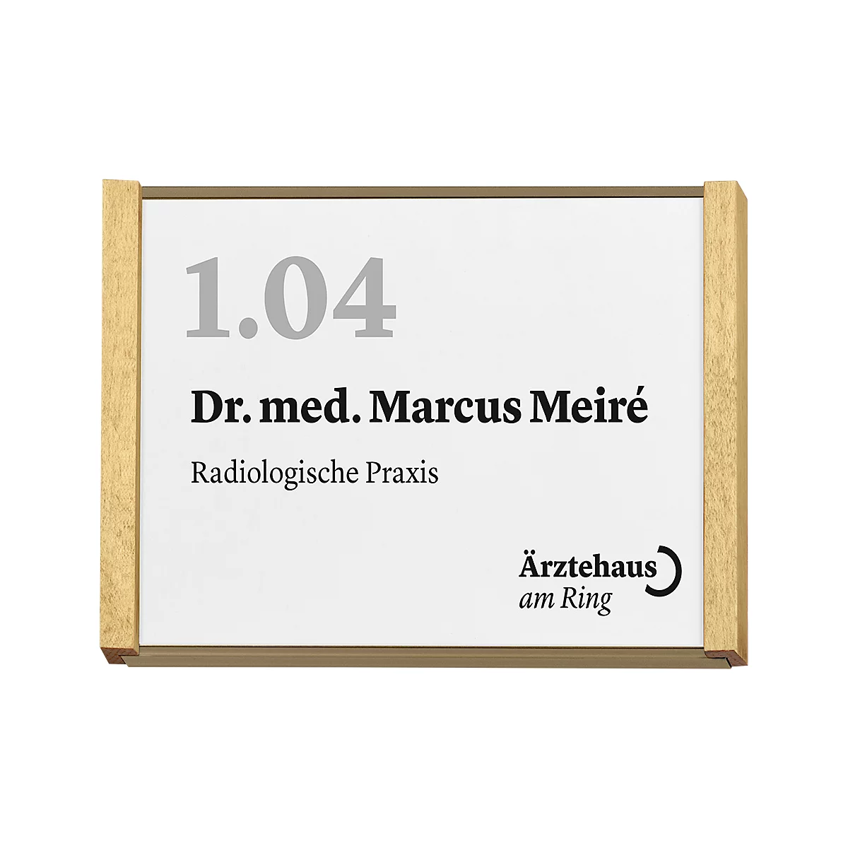 moedel plaque de porte LMH, DIN A6, inscriptible individuellement, couverture polyester, montage adhésif, L 159,5 x H 105,5 mm, aluminium, bronze/érable