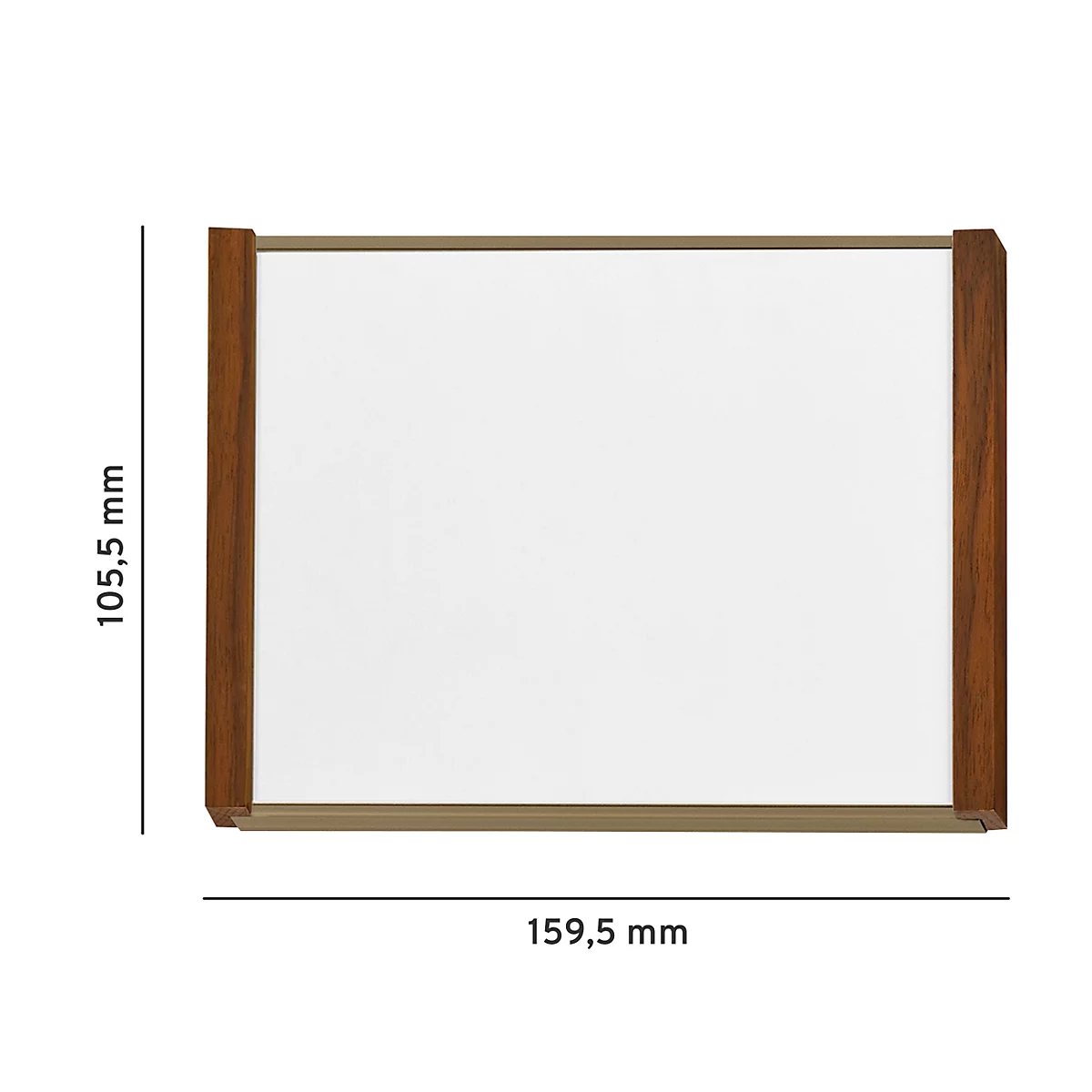 Miroir rectangulaire avec cadre en bois. Dimensions : 105,5 x 159,5 mm.