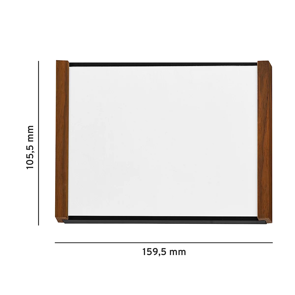 Miroir rectangulaire avec cadre en bois. Dimensions : 159,5 mm x 105,5 mm.