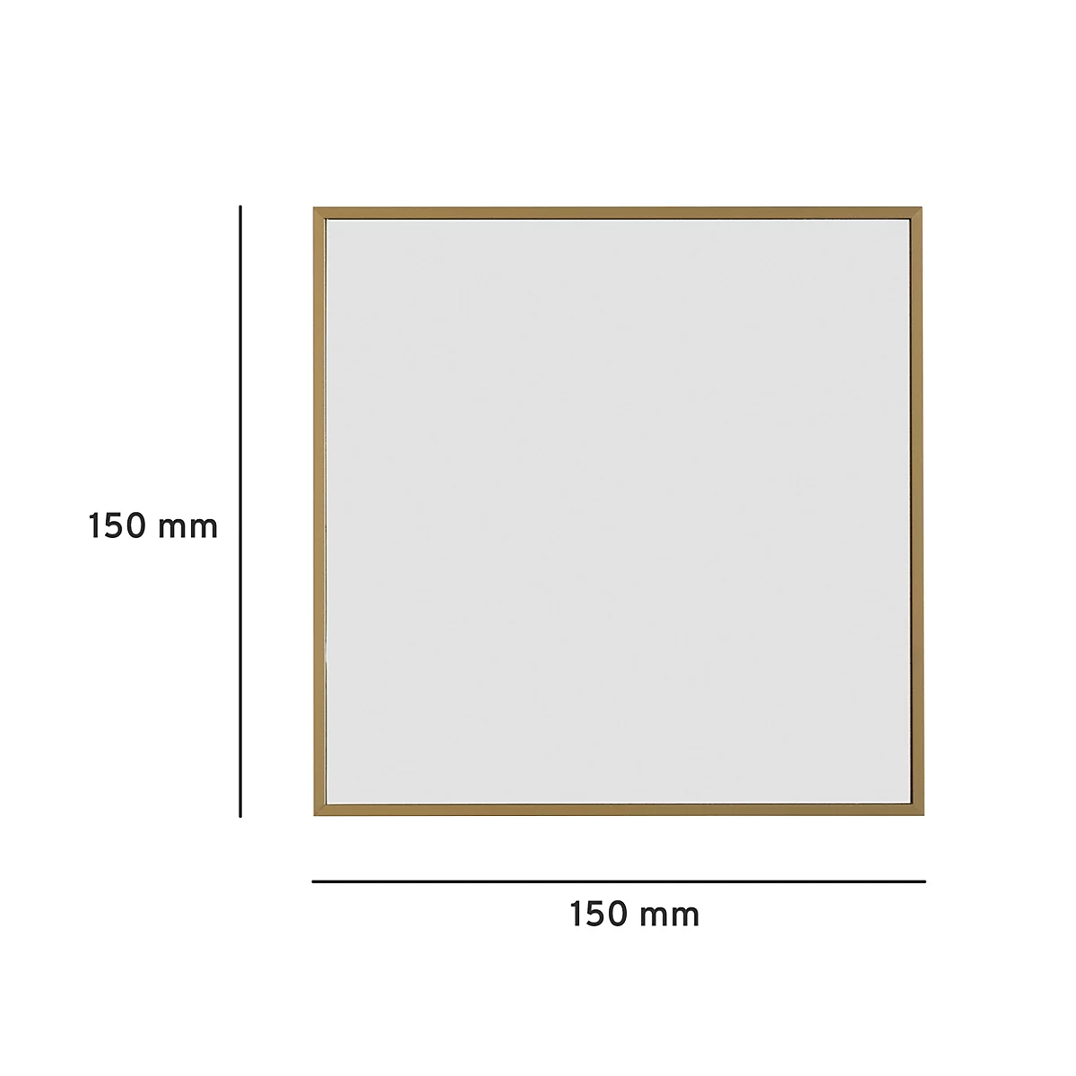 Cadre rectangulaire avec un champ intérieur blanc. Dimensions : 150 mm x 150 mm.