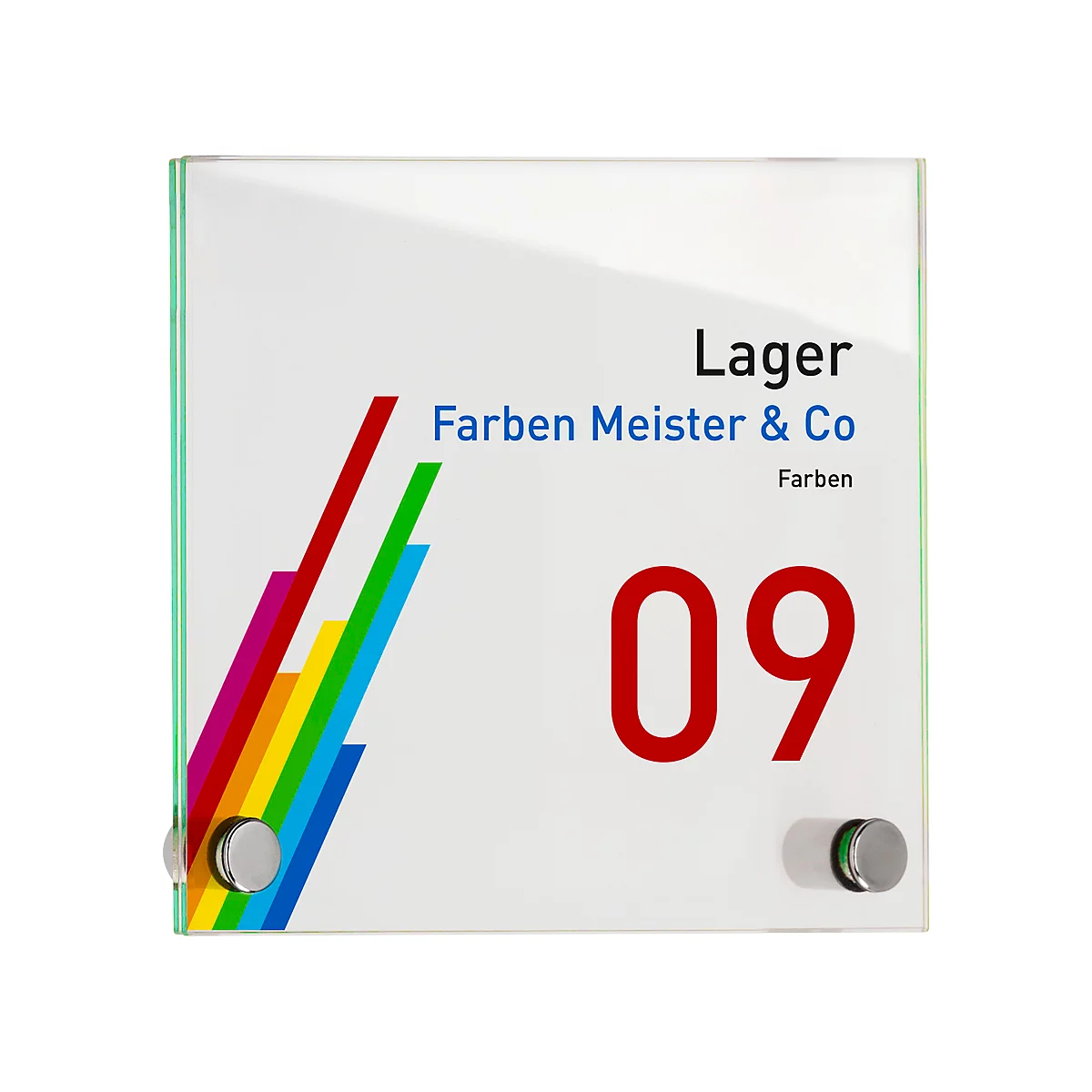 moedel Türschild GALERIE, 2 Abstandhalter, Edelstahl und ESG-Glas, Schraubmontage, B 150 x H 150 mm, transparent