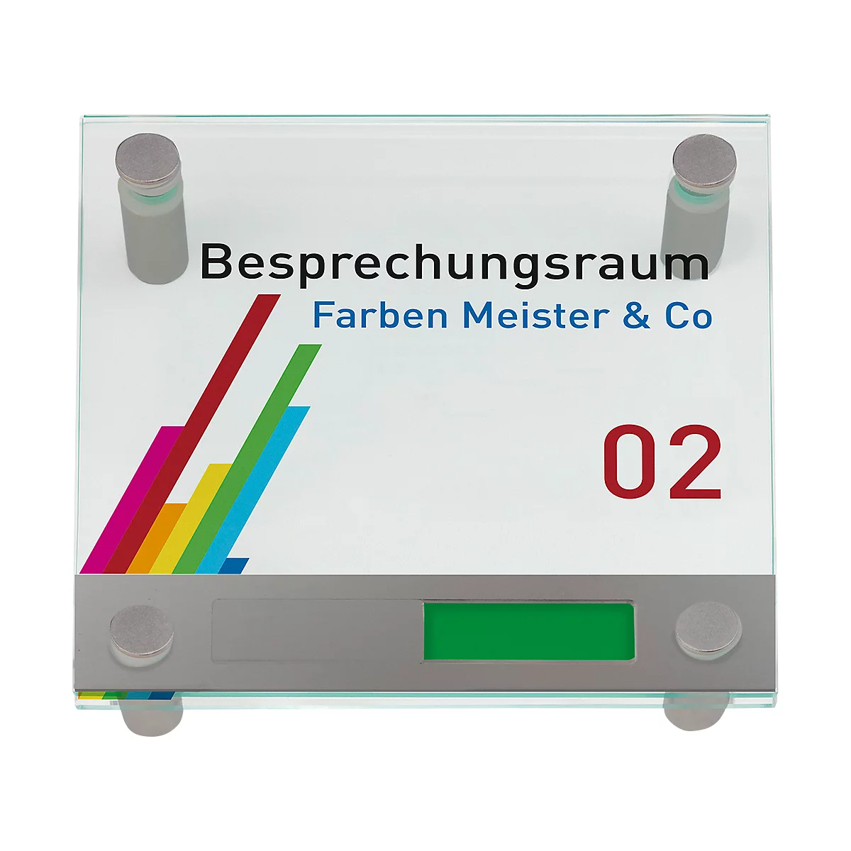 moedel Türschild GALERIE, 4 Abstandshalter, ESG-Glas, Frei/Besetzt-Anzeige, B 150 x H 150 mm, Schraubmontage, transparent