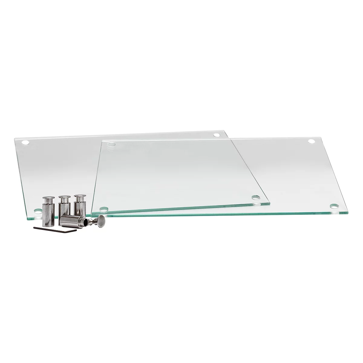 moedel Türschild GALERIE, Quadrat, Edelstahl und ESG-Glas, 4 Abstandhalter, Schraubmontage, B 150 x H 150 mm, transparent