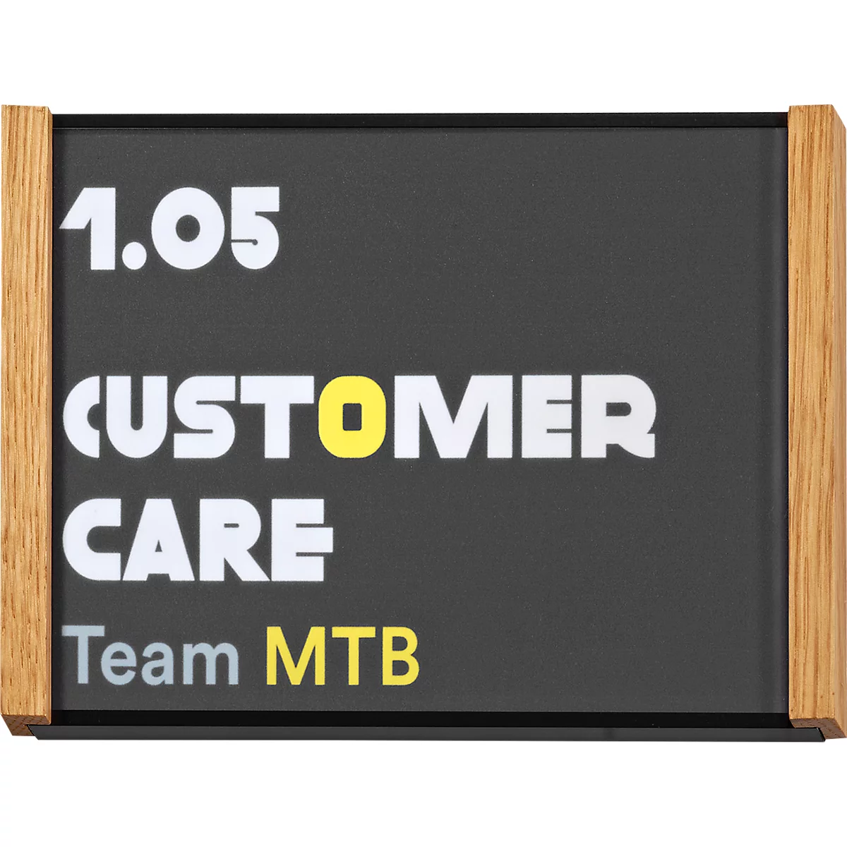 moedel Türschild LMH, DIN A6, individuell beschriftbar, Polyester-Abdeckung, Klebemontage, B 159,5 x H 105,5 mm, Aluminium, schwarz/Eiche