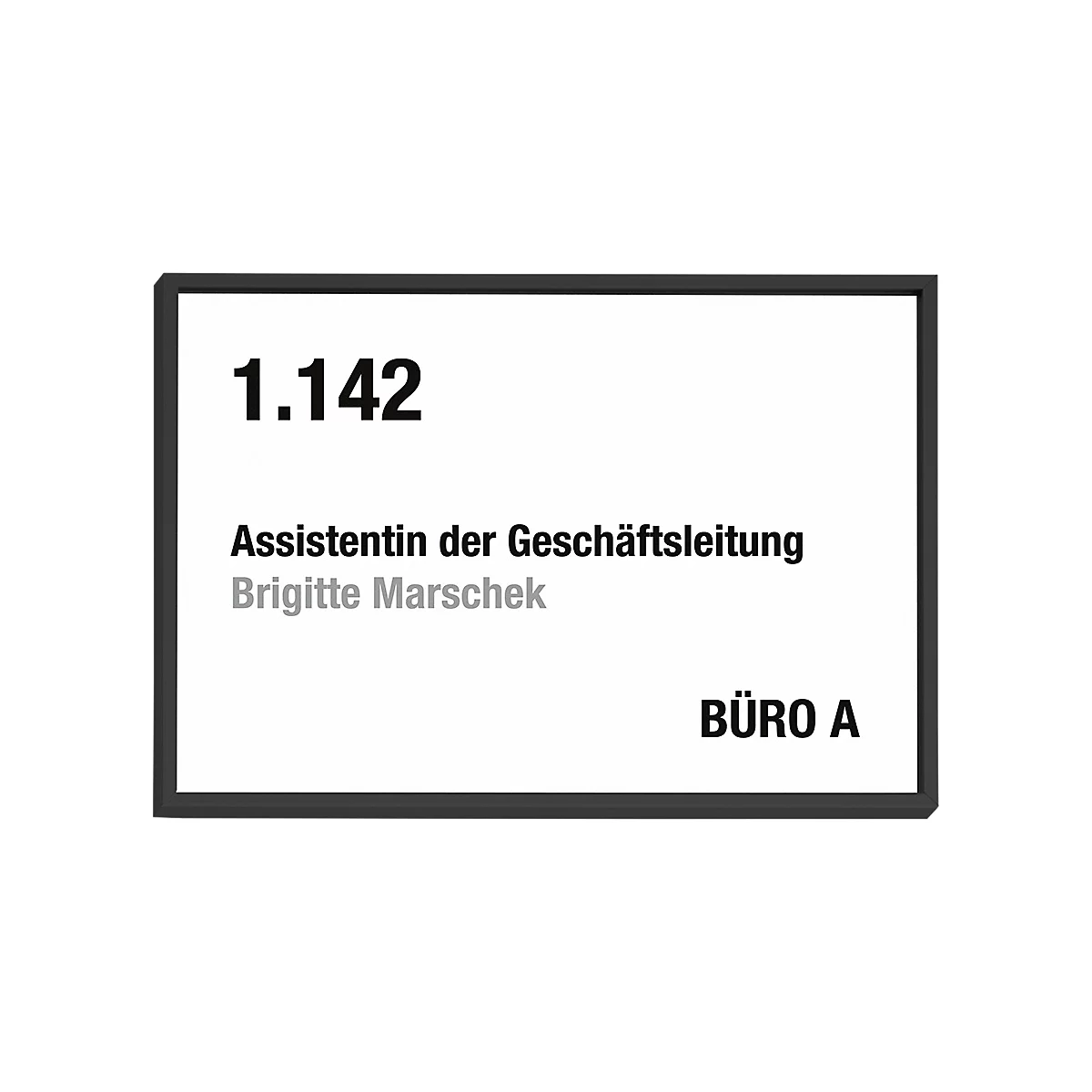 moedel Türschild Madrid, DIN A6, Querformat, Aluminiumrahmen, Polyesterabdeckung, Klebemontage, B 150,5 x H 105,5 mm, schwarz