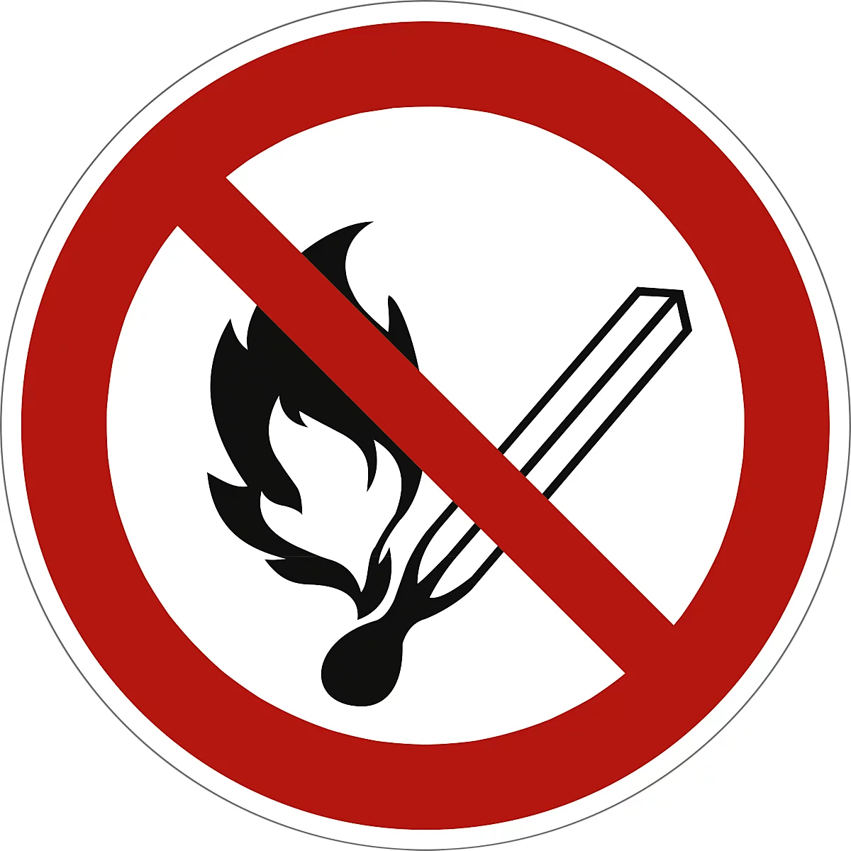 moedel Verbotsschild 'Keine offene Flamme', nach ISO 7010, Folie selbstklebend, Ø 100 mm