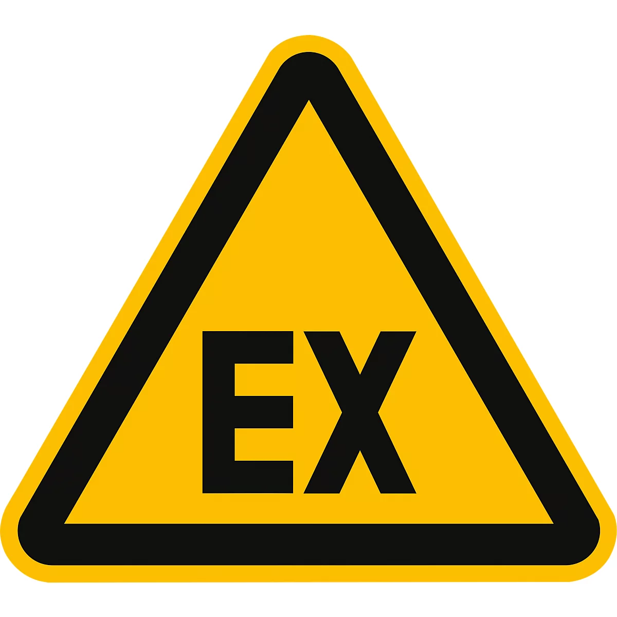 moedel waarschuwingsbord "Waarschuwing voor explosieve atmosfeer", volgens DIN 4844-2 D-W021, zelfklevende folie, lengte zijde 200 mm