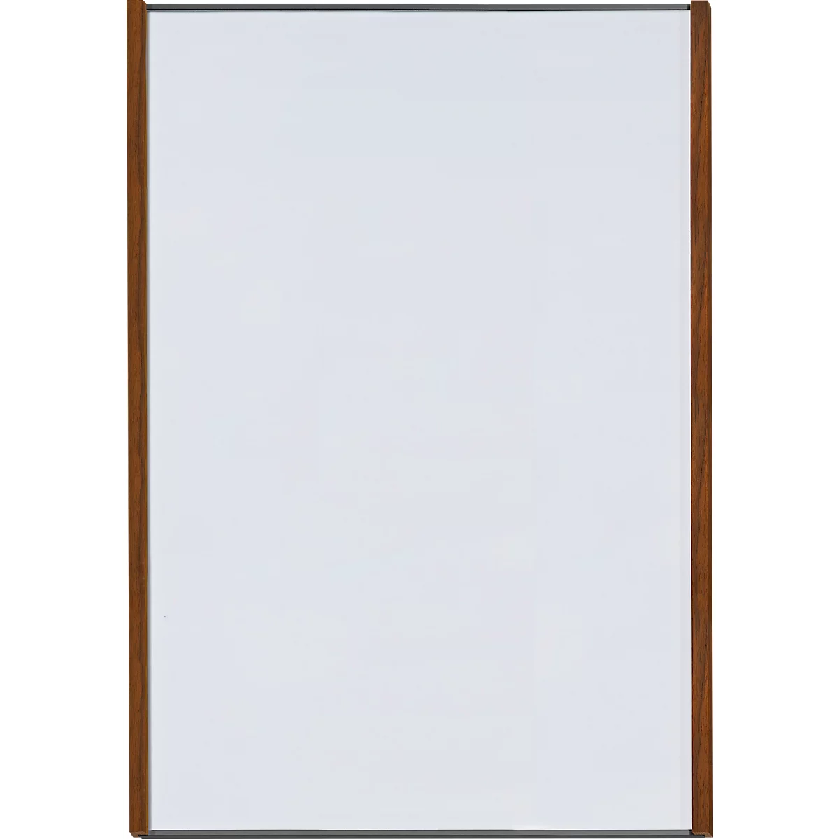 moedel wandbord LMH, DIN A3, staand formaat, frame van hout en aluminium, zelfklevend of schroefbevestiging, B 308,5 x H 422,5 mm, zilver/walnoot