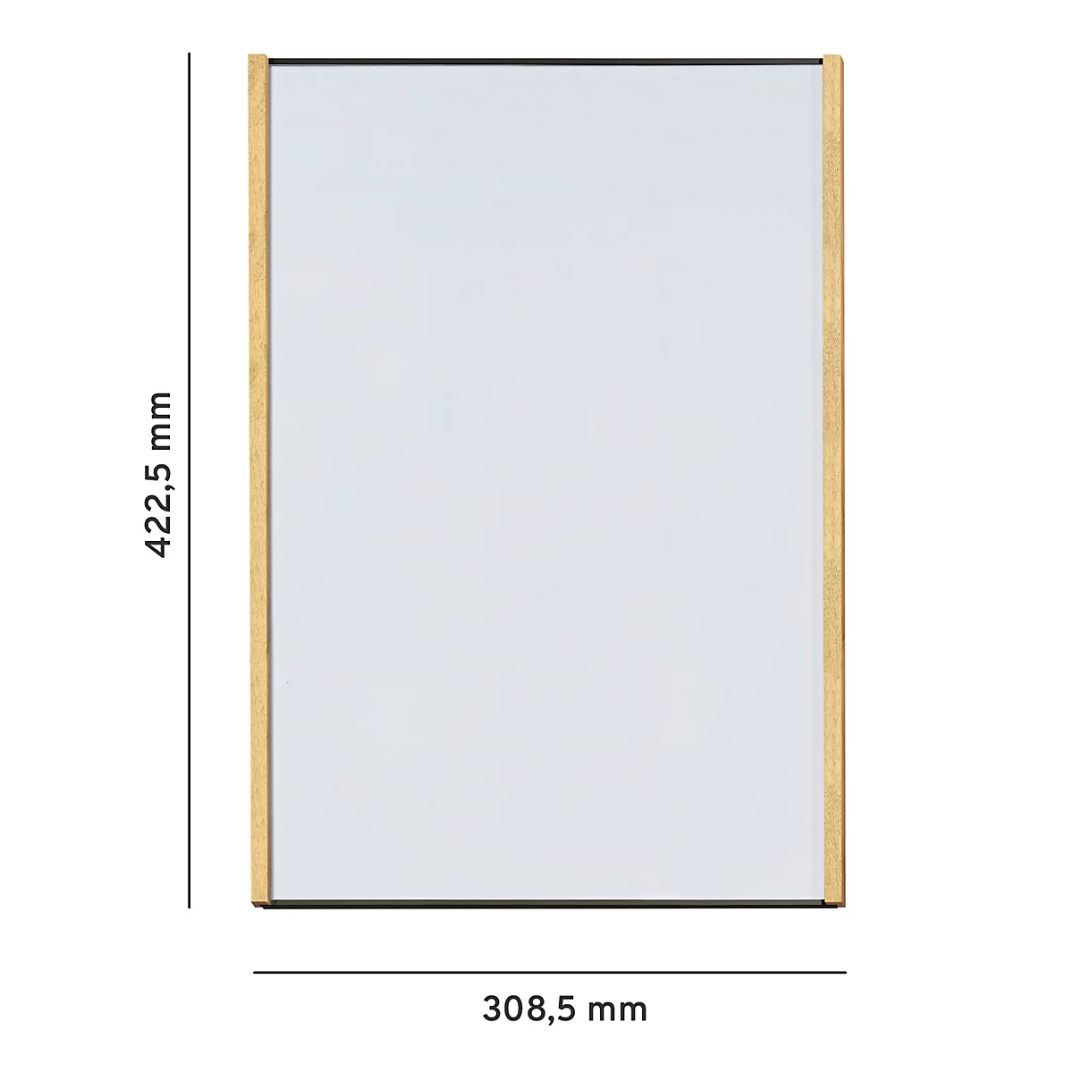 Rechthoekige fotolijst met houten lijst. Afmetingen: 422,5 mm x 308,5 mm.