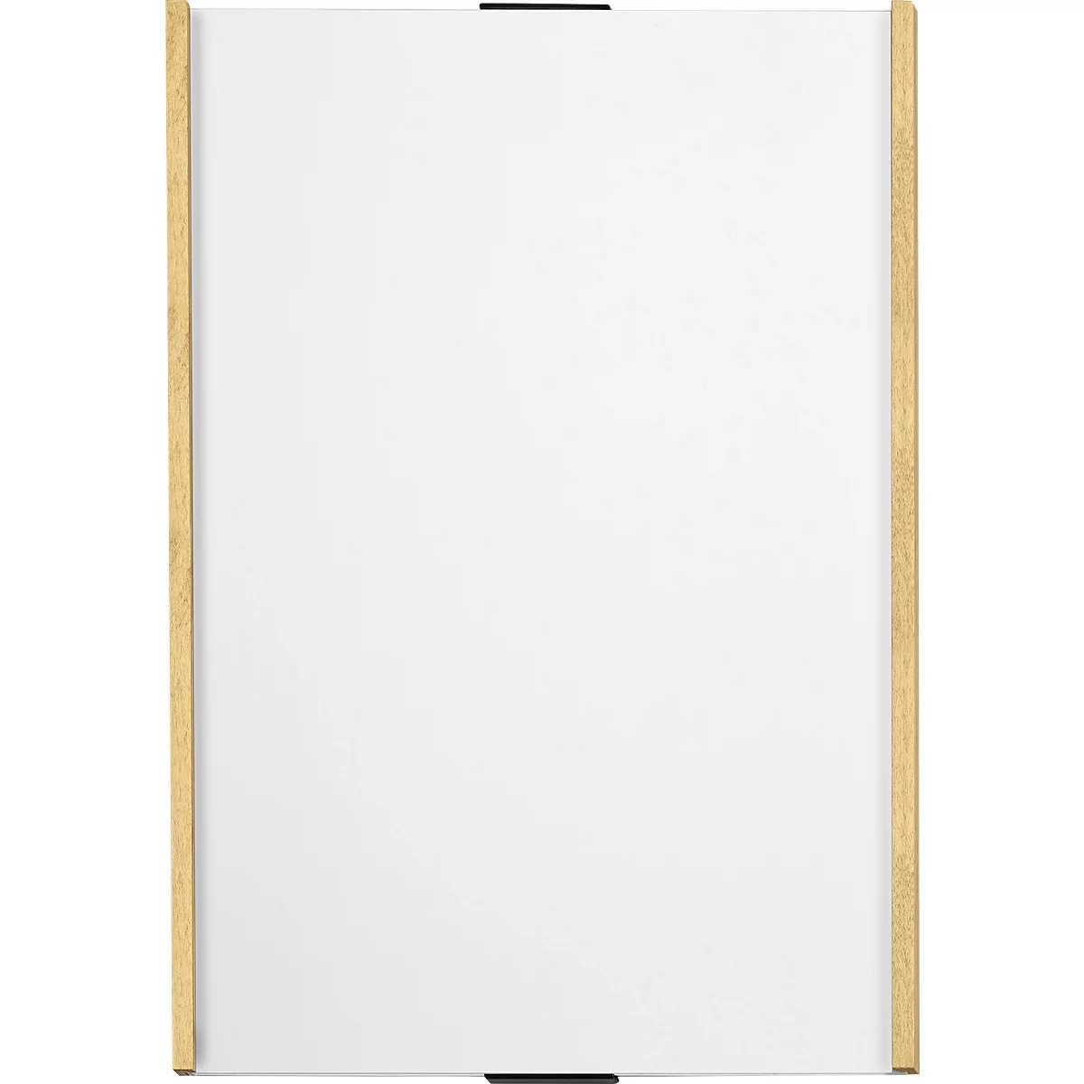 moedel wandbord LMH, DIN A3, staand formaat, houten frame met afdekkappen, kleef- of schroefbevestiging, B 309 x H 420 mm, zilver/maple