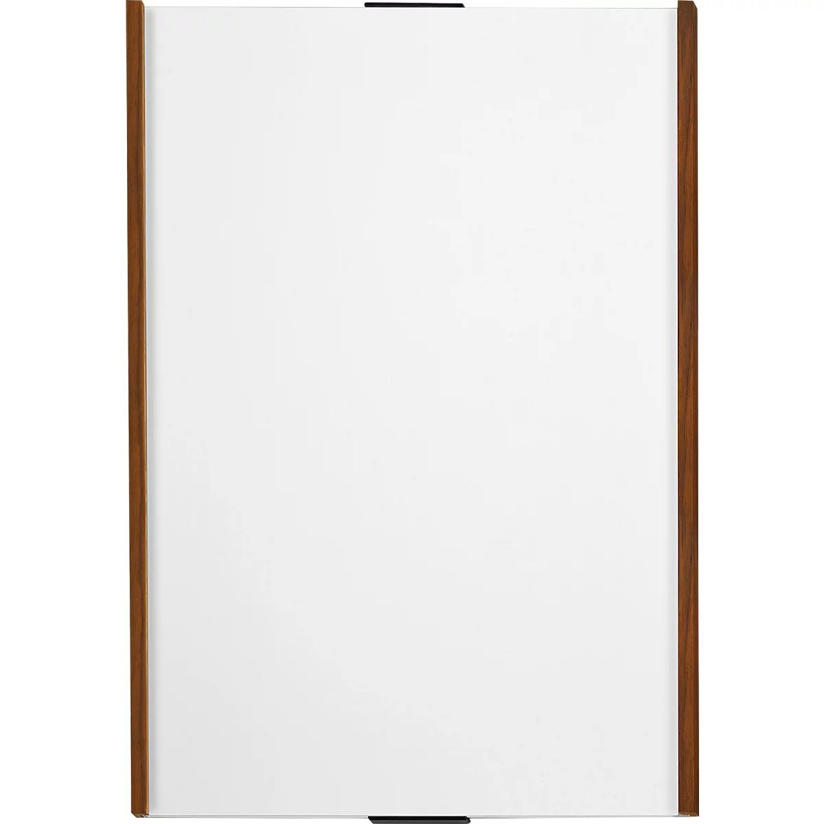 moedel wandbord LMH, DIN A3, staand formaat, houten frame met afdekkappen, kleef- of schroefbevestiging, B 309 x H 420 mm, zilver/walnoot
