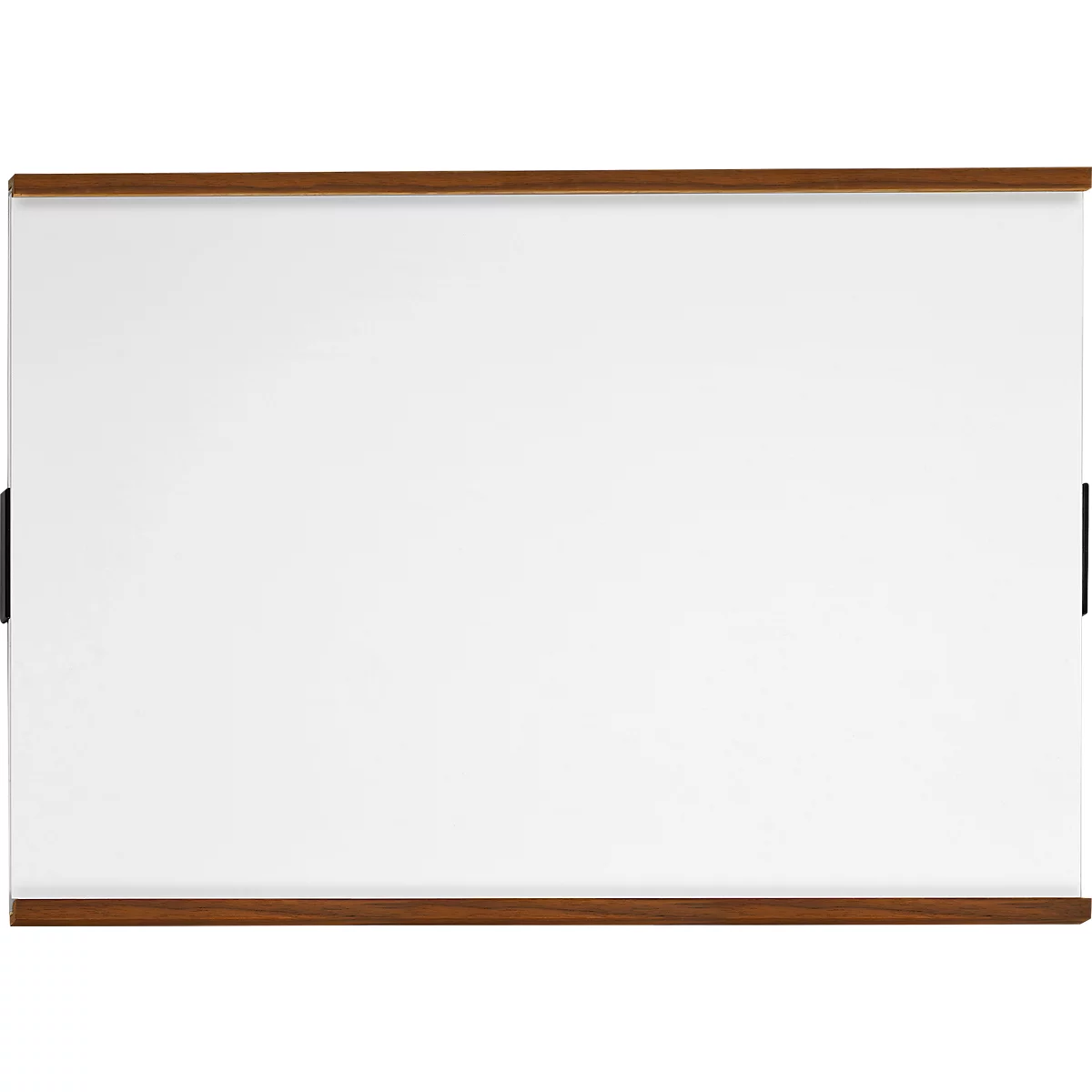 moedel wandbord LMH, DIN A3, staand formaat, houten frame met afdekkappen, kleef- of schroefbevestiging, B 309 x H 420 mm, zilver/walnoot