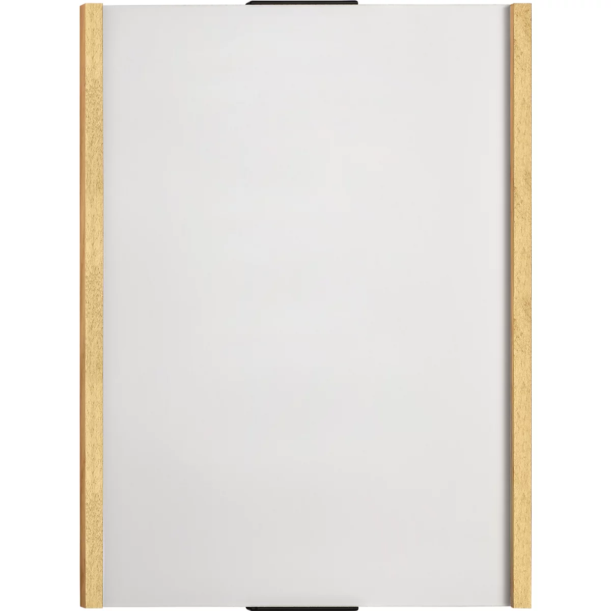 moedel wandbord LMH, DIN A4, staand formaat, houten frame met afdekkappen, zelfklevende of schroefbevestiging, B 222 x H 297 mm, zilver/maple