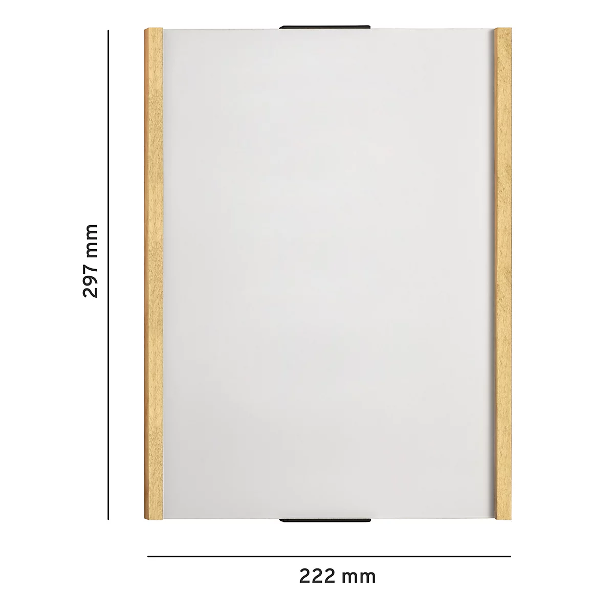 Rechthoekige spiegel met houten frame. Afmetingen: 297 mm x 222 mm.