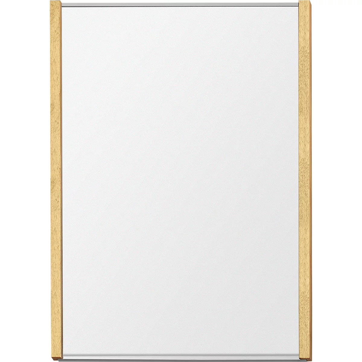moedel wandbord LMH DIN A4, staand formaat, personaliseerbaar, zelfklevend of schroefbevestiging, B 221,5 x H 299,5 mm, zilver/maple