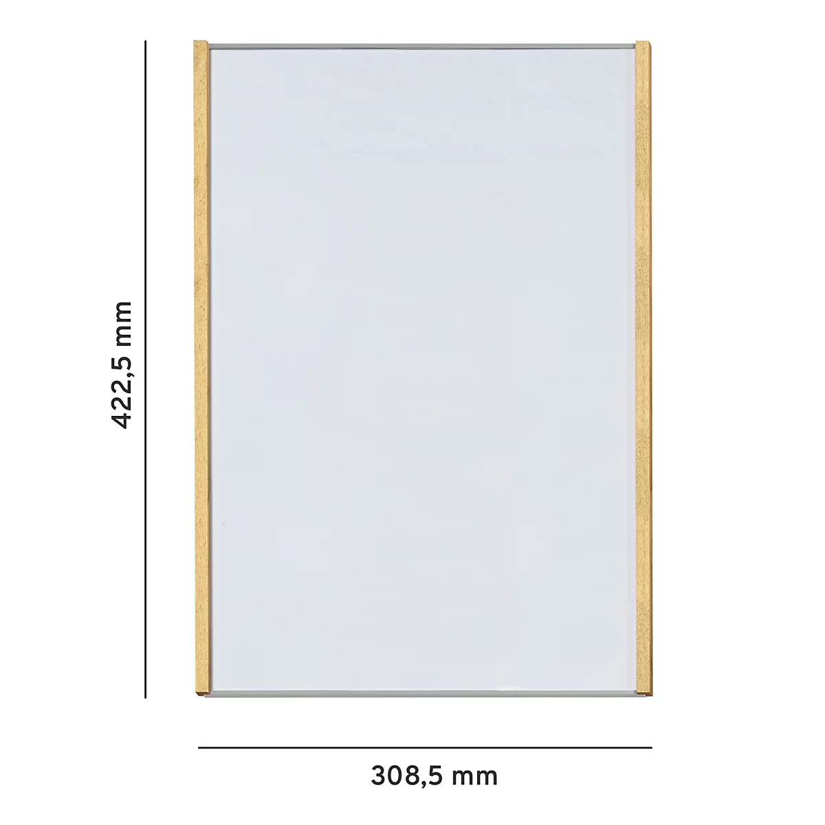 Rechteckiger Spiegel mit Holzrahmen. Masse: 422,5 mm x 308,5 mm.