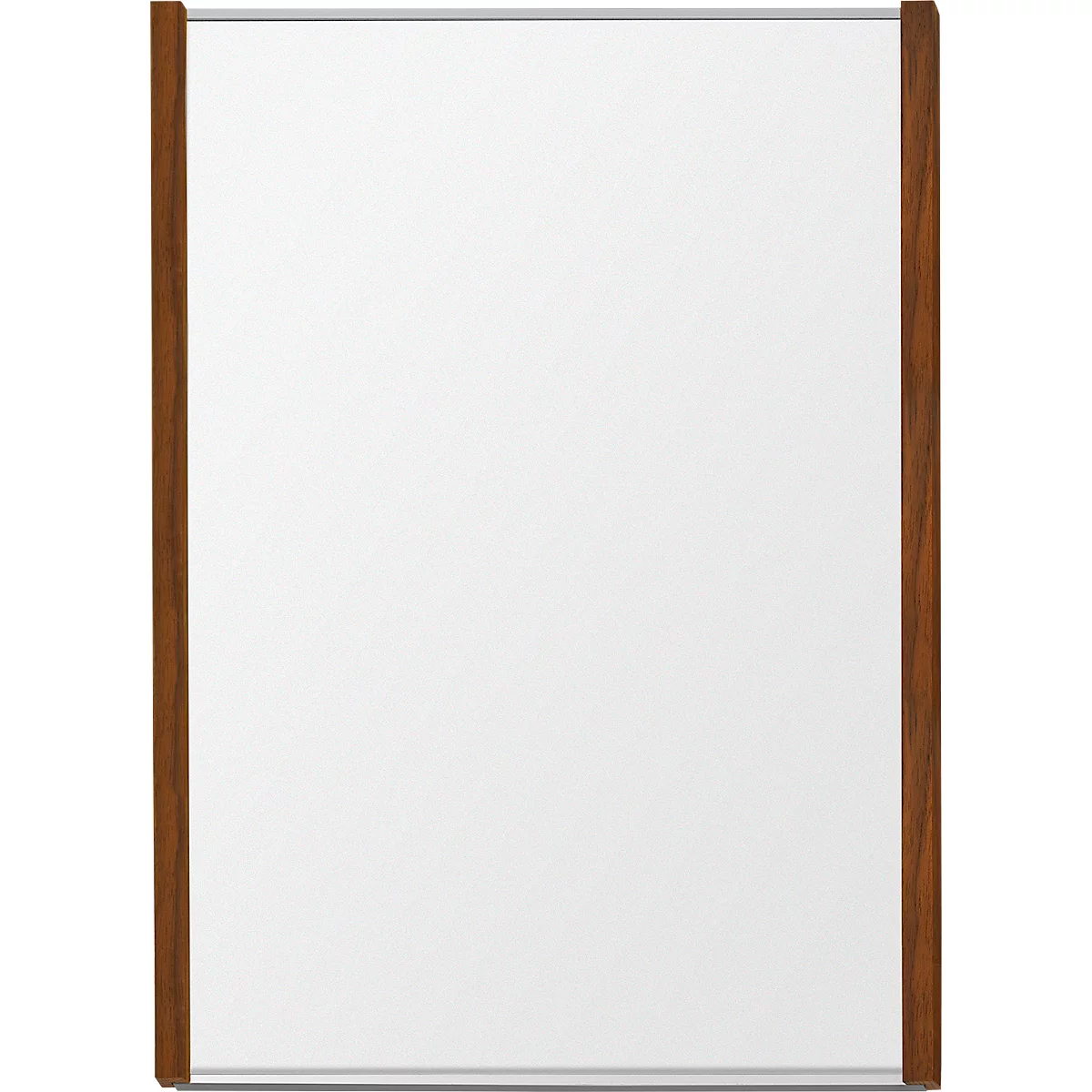 moedel Wandschild LMH, DIN A4, Hochformat, Holzrahmen, Aluminium, Klebe- oder Schraubmontage, B 221,5 x H 299,5 mm, Nussbaum, silber/Nussbaum