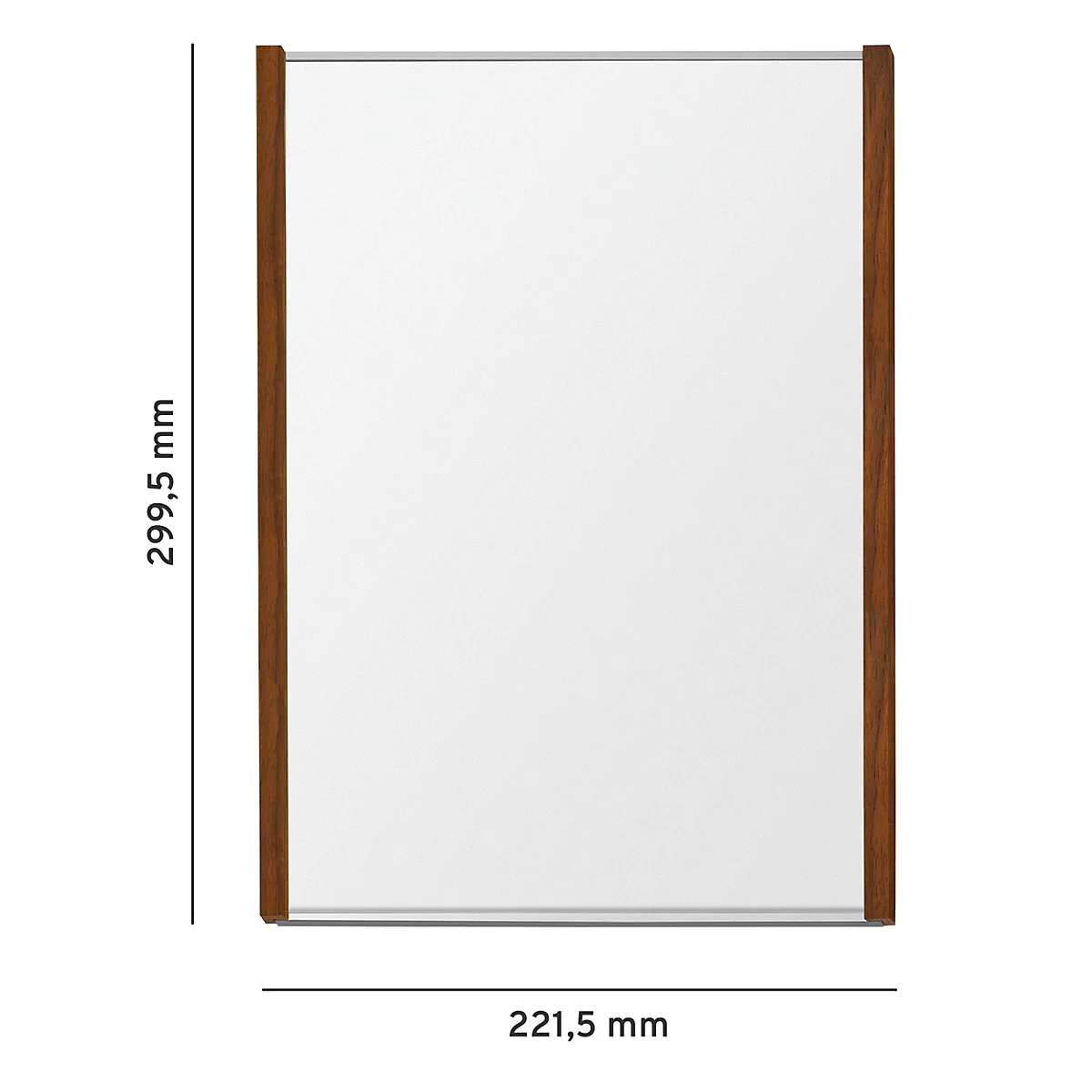 moedel Wandschild LMH, DIN A4, Hochformat, Holzrahmen, Aluminium, Klebe- oder Schraubmontage, B 221,5 x H 299,5 mm, Nussbaum, silber/Nussbaum