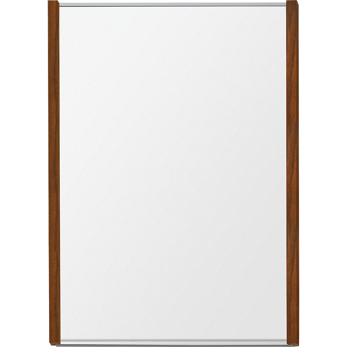 moedel Wandschild LMH DIN A4, Hochformat, individuell beschriftbar, Klebe- oder Schraubmontage, B 221,5 x H 299,5 mm, silber/Nussbaum
