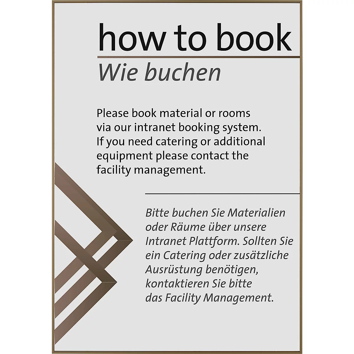 moedel Wandschild Madrid, DIN A3, Aluminiumrahmen, Klebemontage, Polyester-Abdeckung, B 299,5 x H 422,5 mm, bronze