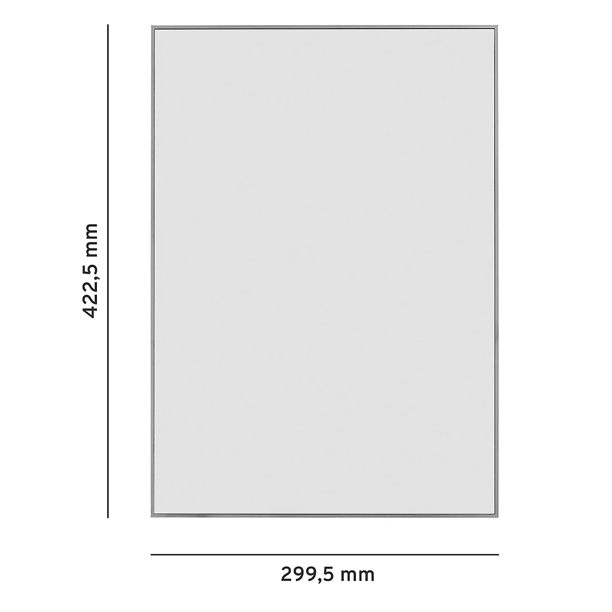Rechteckiger weißer Rahmen mit den Maßen 422,5 mm x 299,5 mm.
