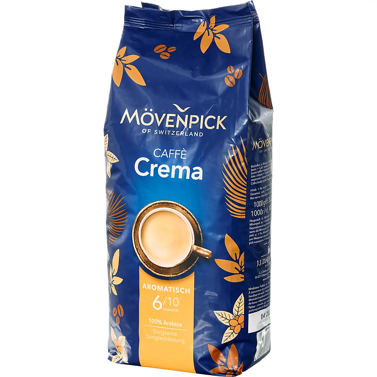 Mövenpick Kaffee Caffè Crema, Intensität 4/5, für Kaffee-Vollautomaten, ganze Bohnen, 1 kg