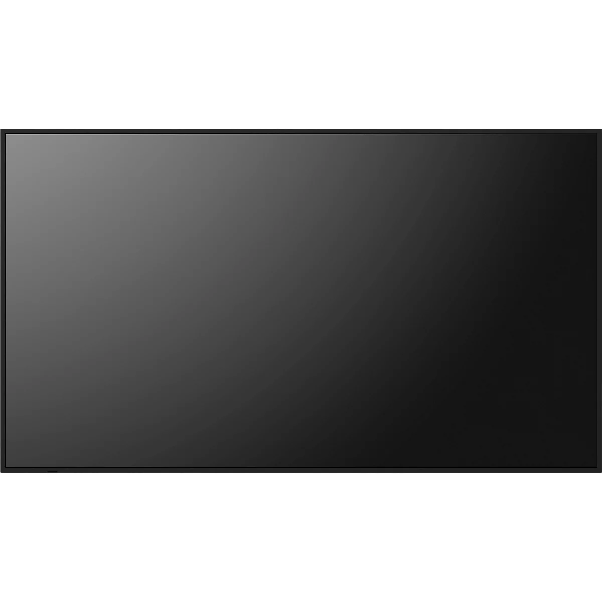 Écran noir dans un cadre sombre. La surface reflète légèrement la lumière.